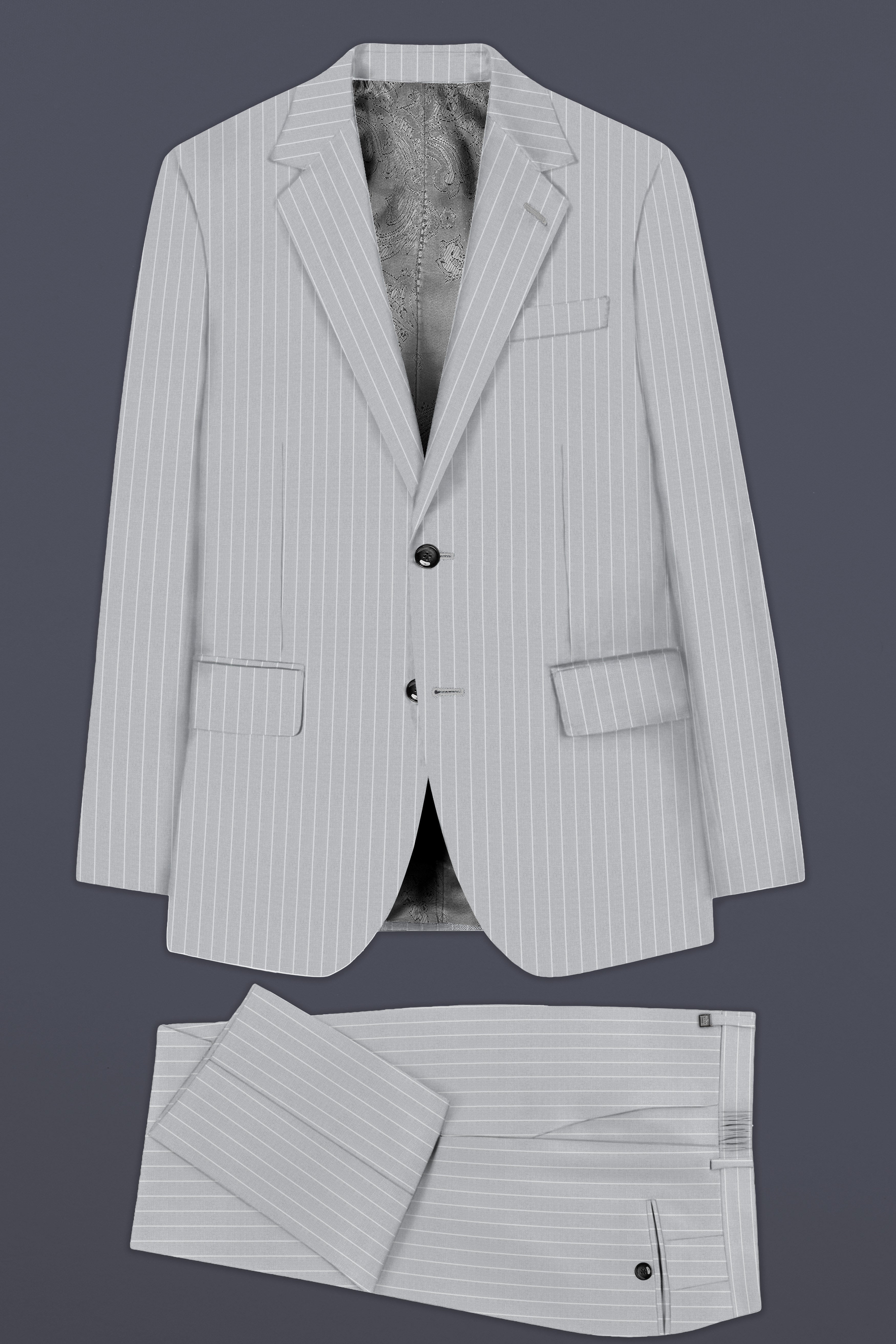 Mercury Gray Stripes Wool Rich Single Breasted Suit