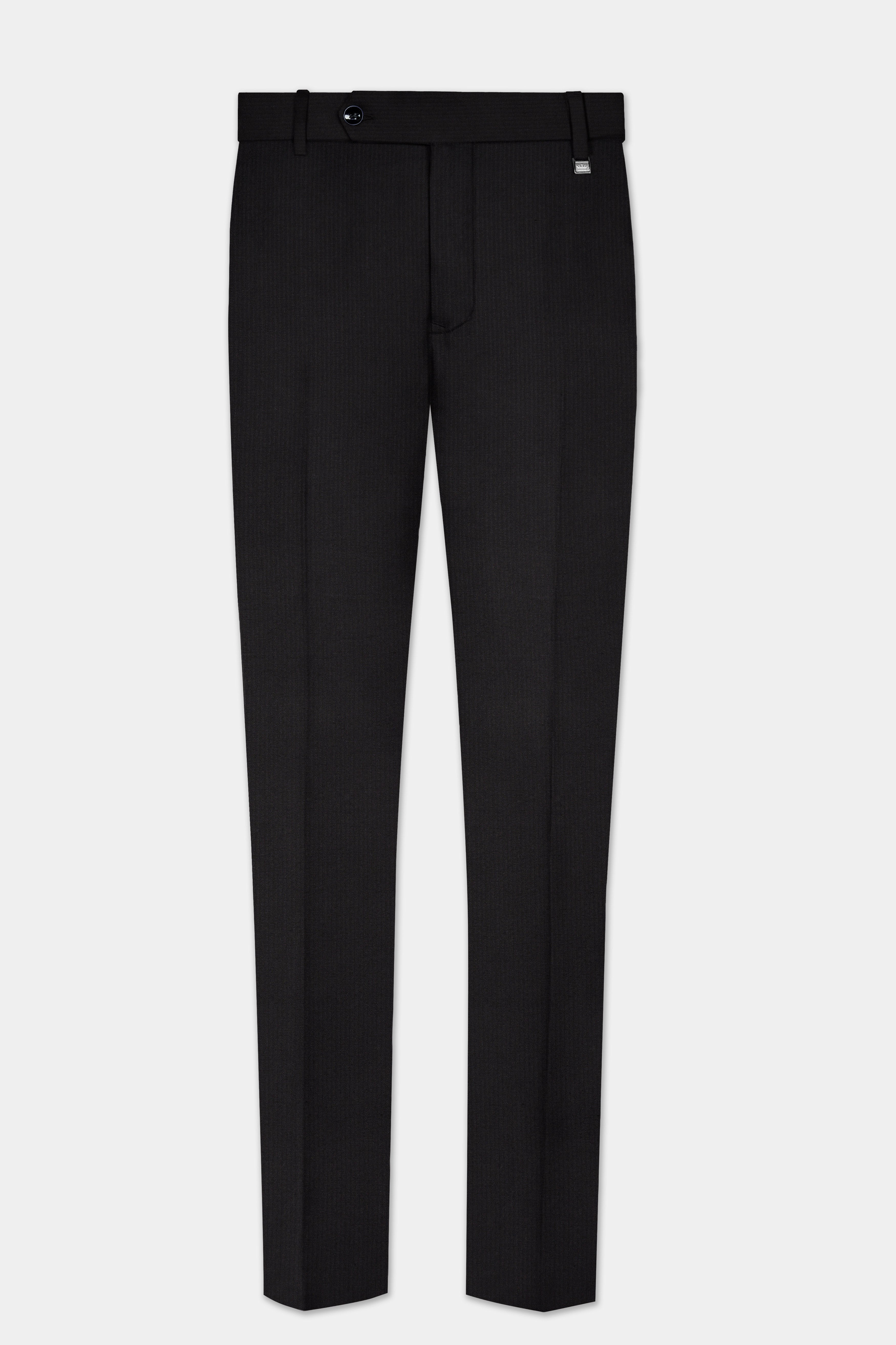 Jade Black Striped Cotton Single Breasted Suit