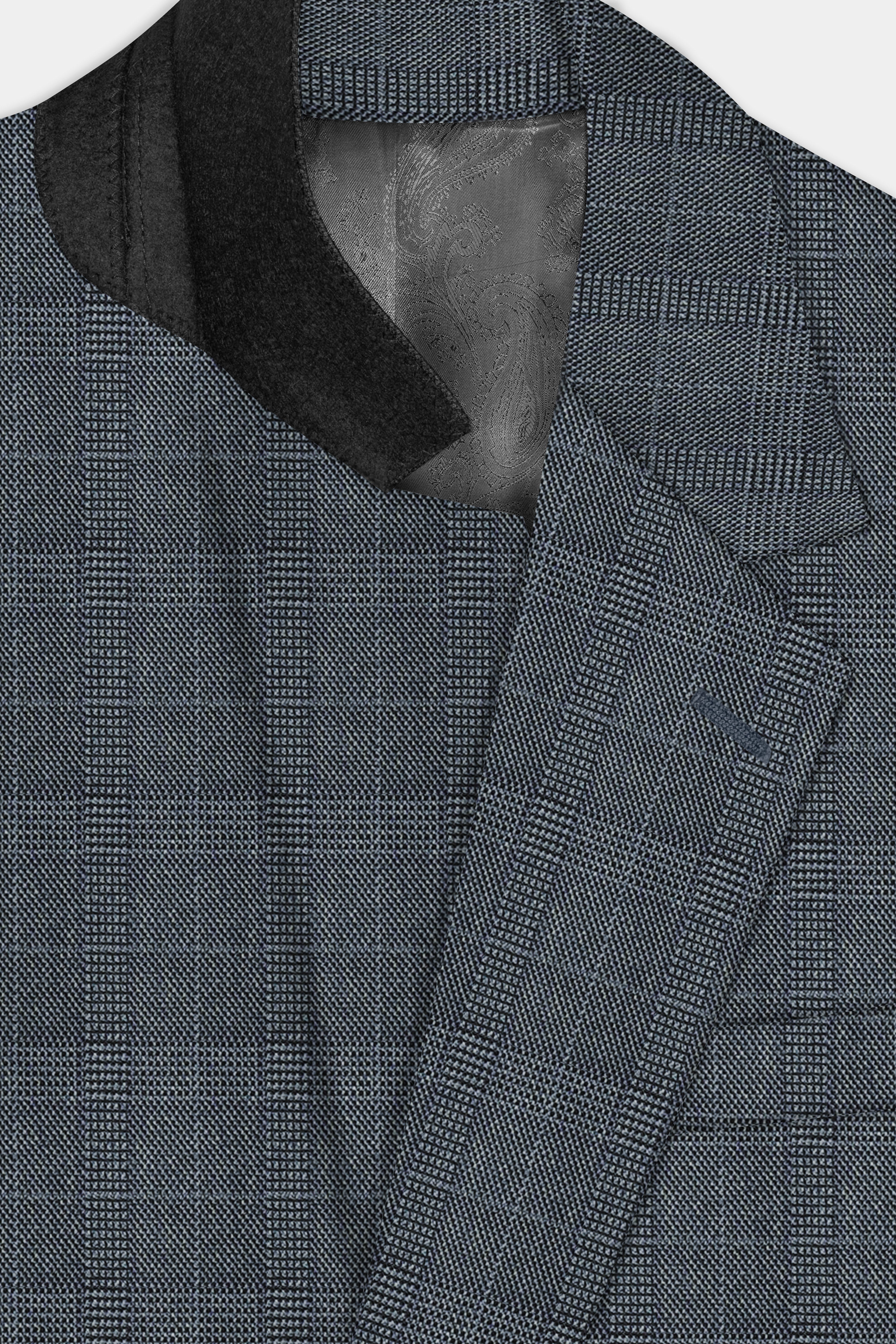 Trout Gray Windowpane Wool Rich Single Breasted Suit