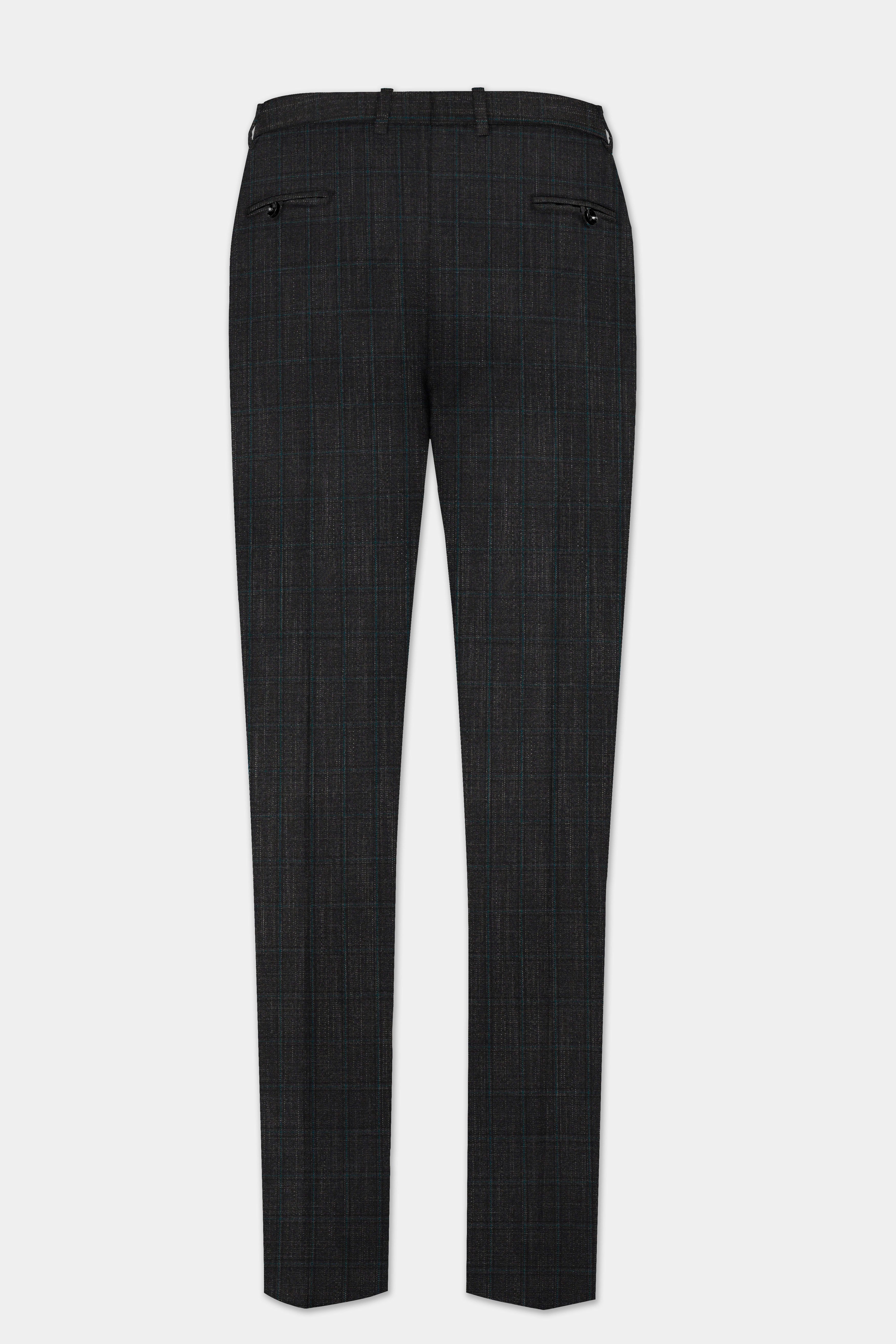 Charcoal Gray Plaid Wool Rich Single Breasted Suit