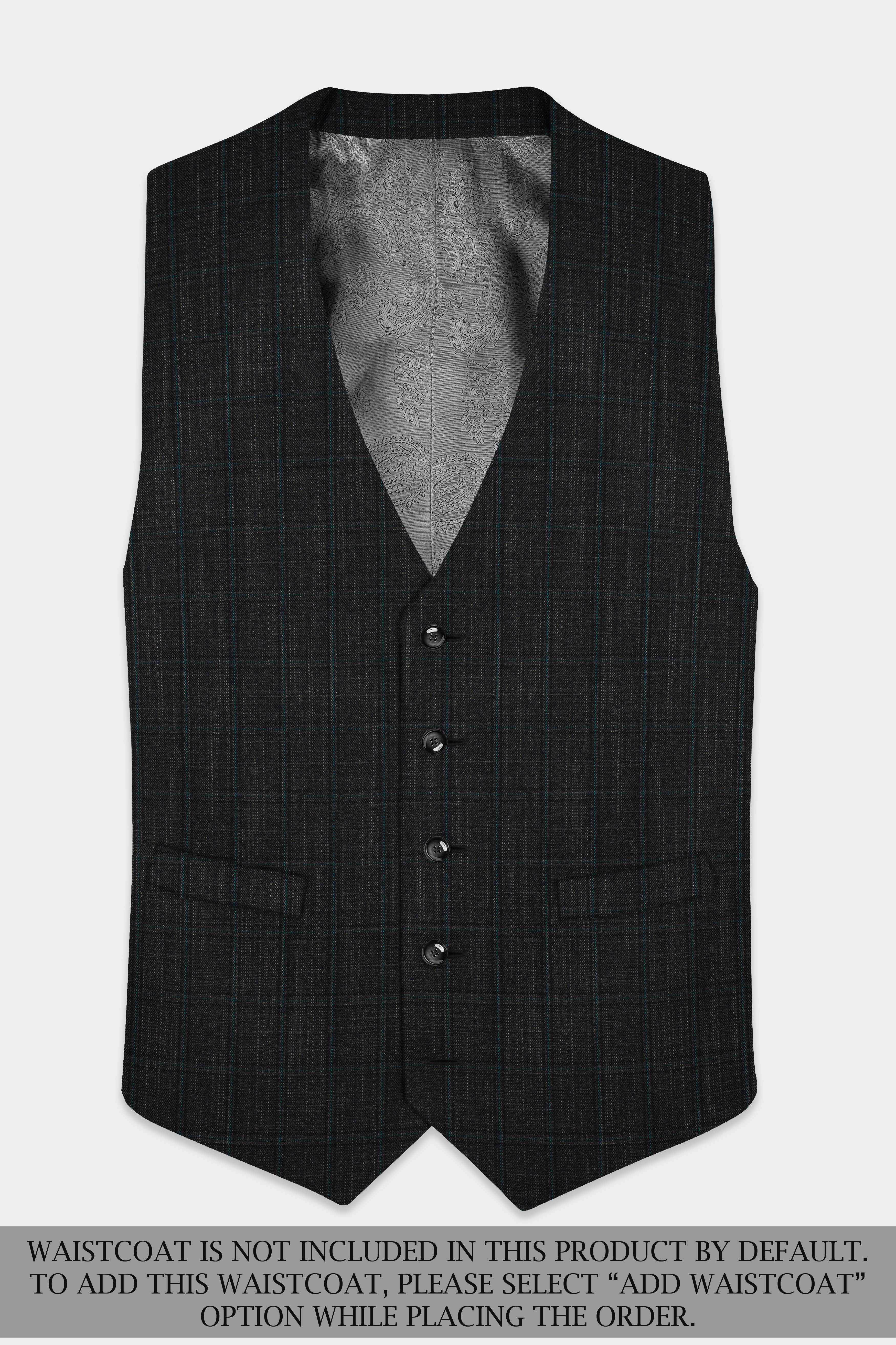 Charcoal Gray Plaid Wool Rich Single Breasted Suit