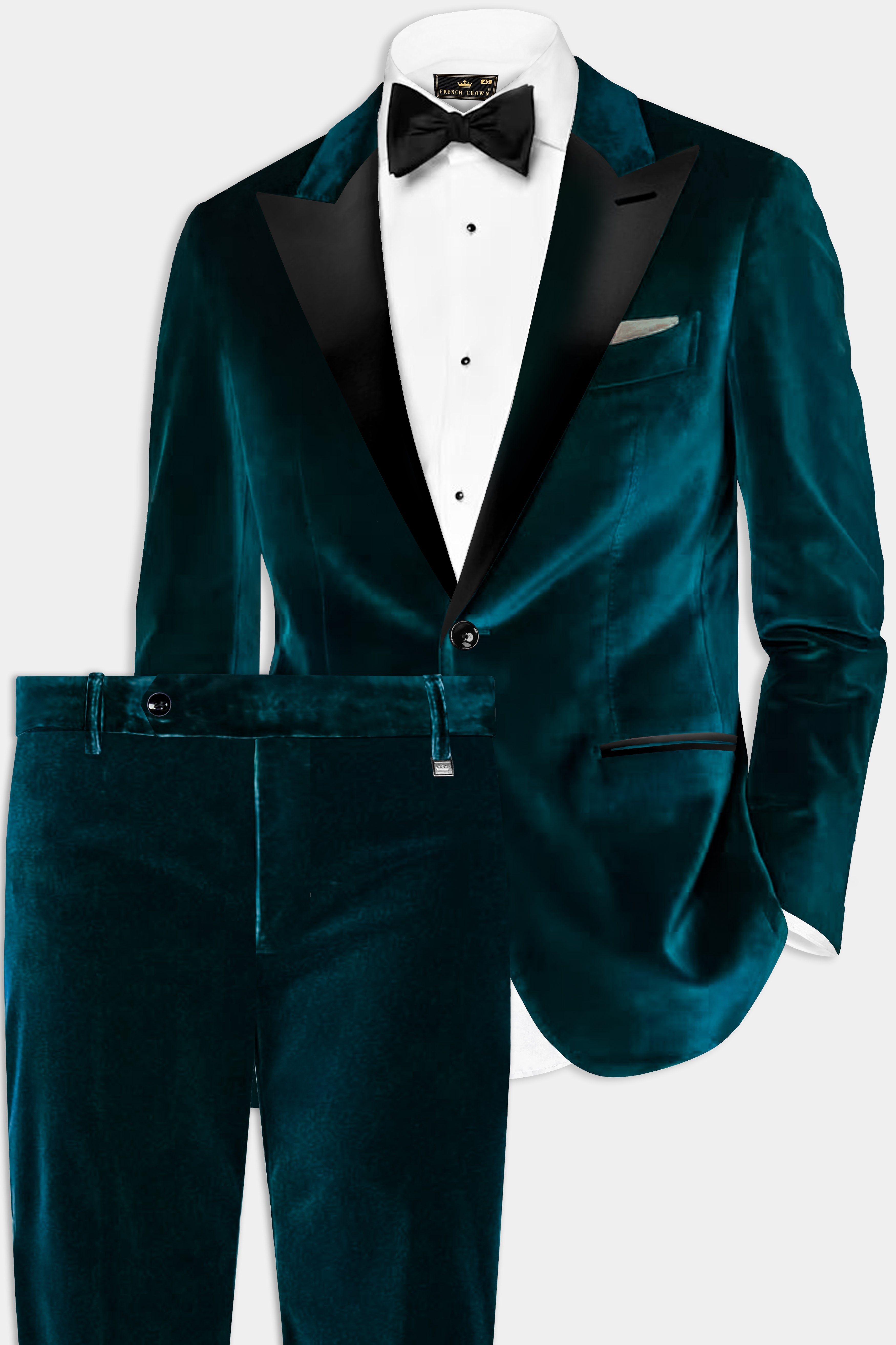 Forest Regal-Daintree Green Velvet Peak Lapel Tuxedo Suit