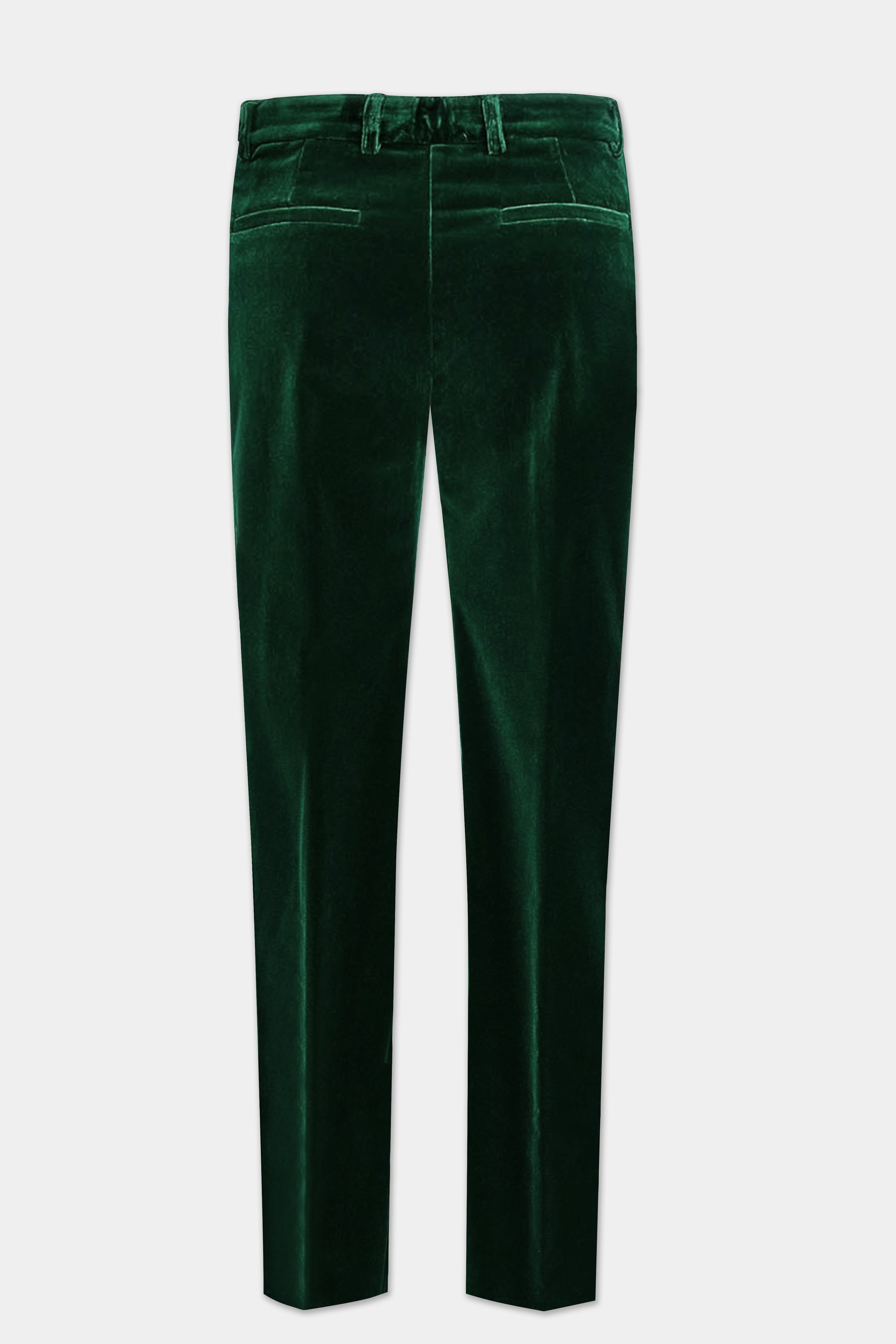 Verdant Majesty-English Holly Green Velvet Peak Collar Tuxedo Suit