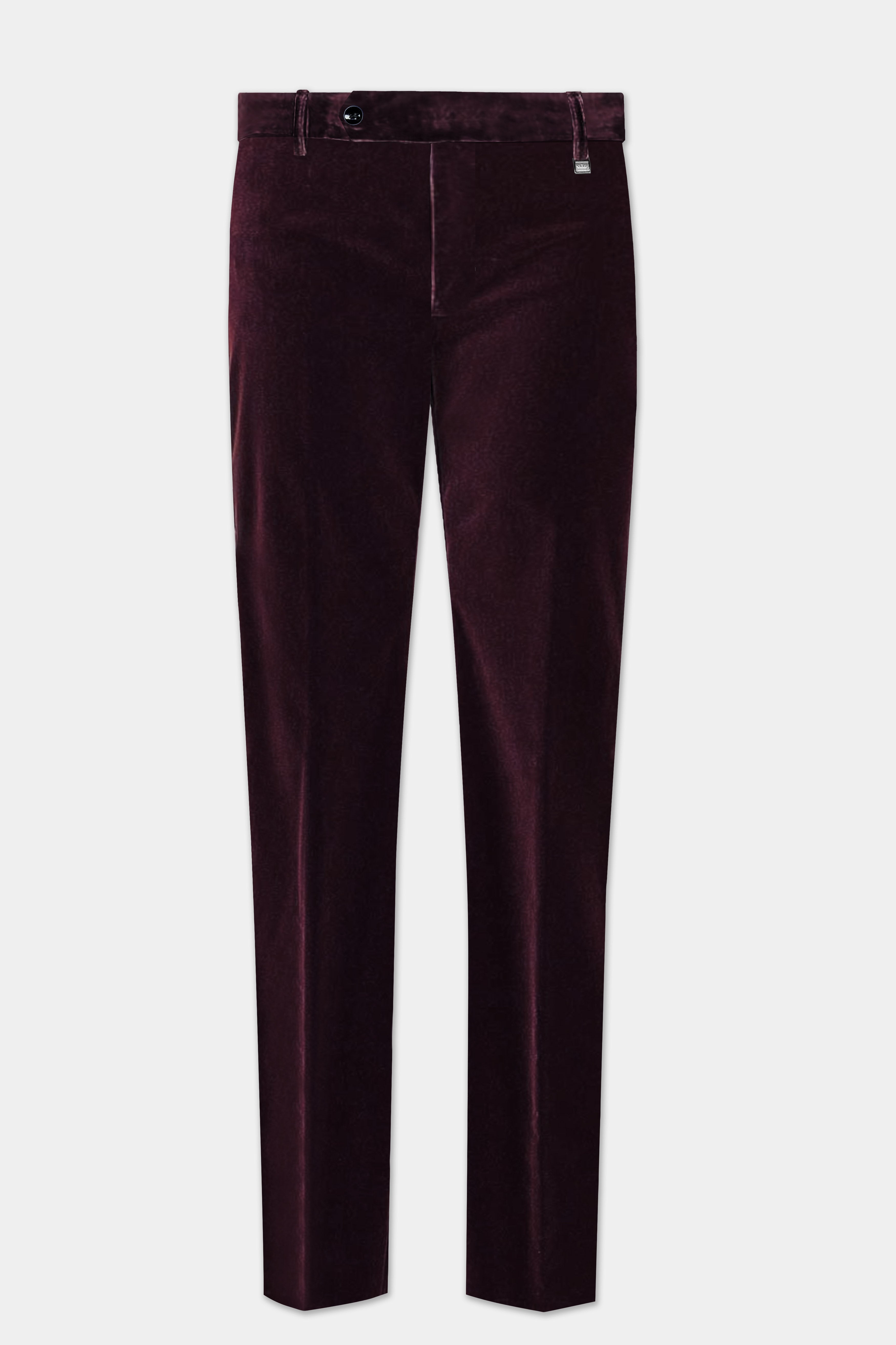 Urban Crimson-Asphalt Maroon Velvet Peak Collar Tuxedo Suit