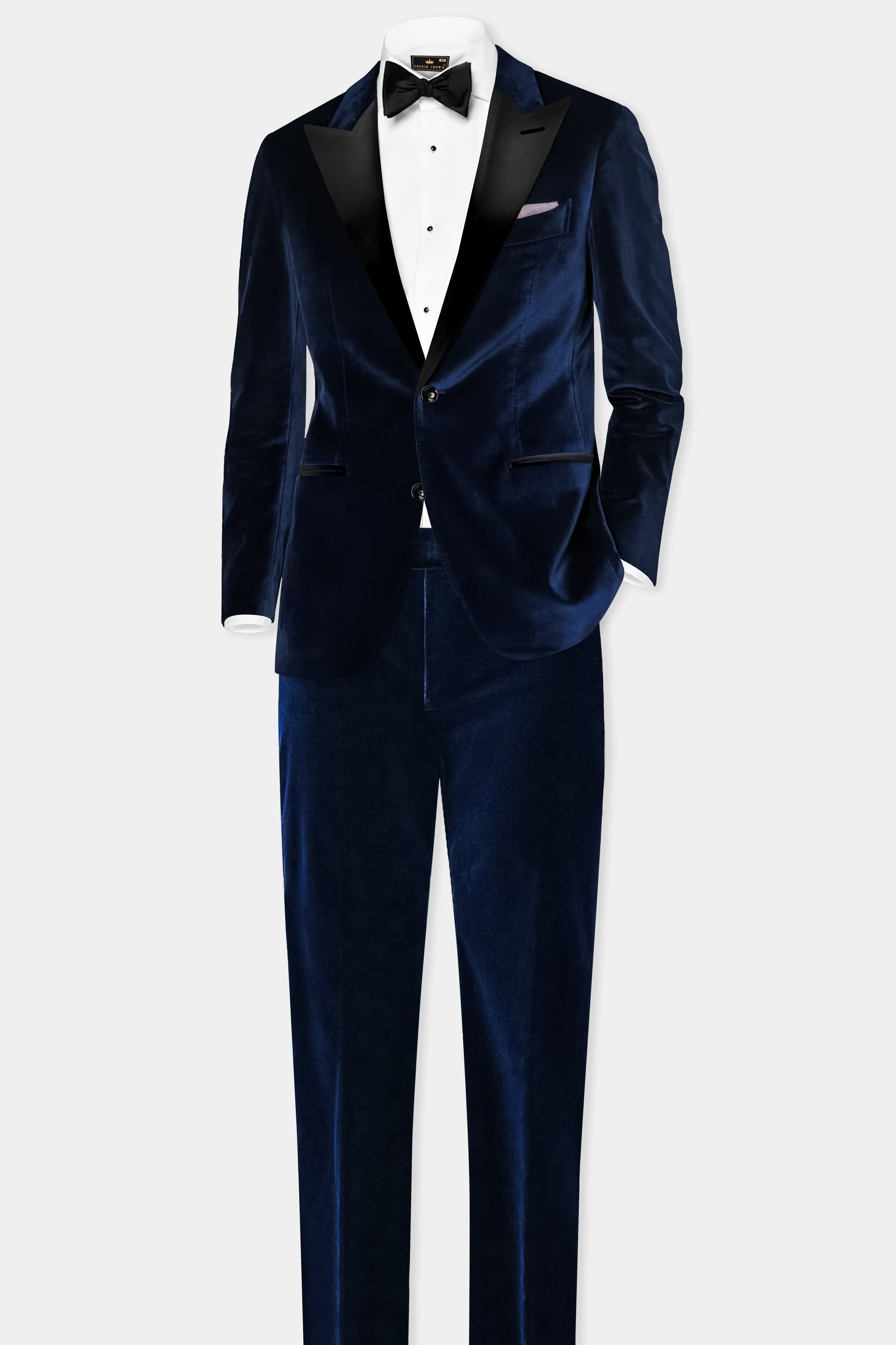 Blue Majesty-Russian Blue Velvet Peak Collar Tuxedo Suit