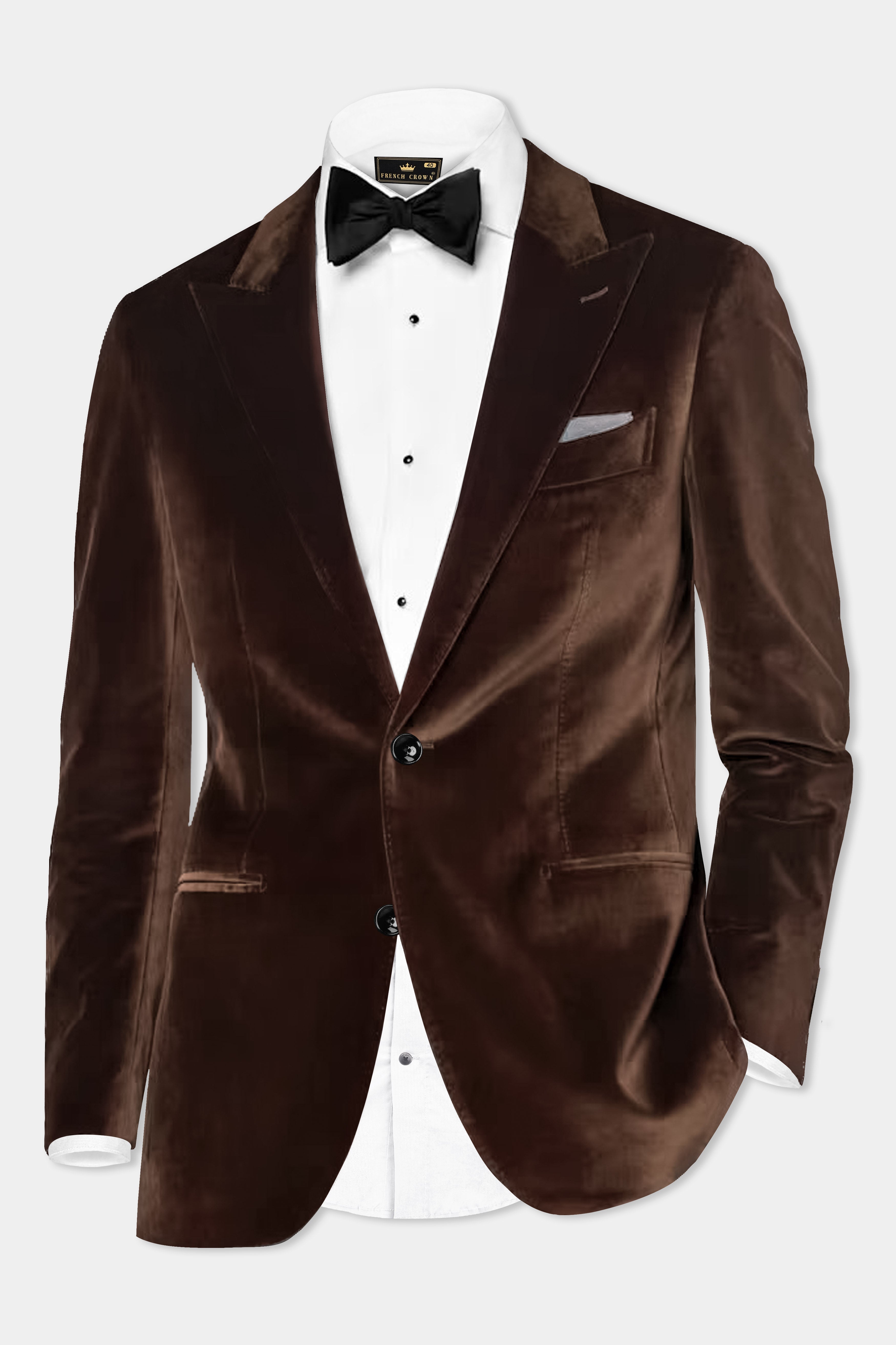 Bronze Eclipse-Brown Velvet Single Breasted Peak lapel Suit