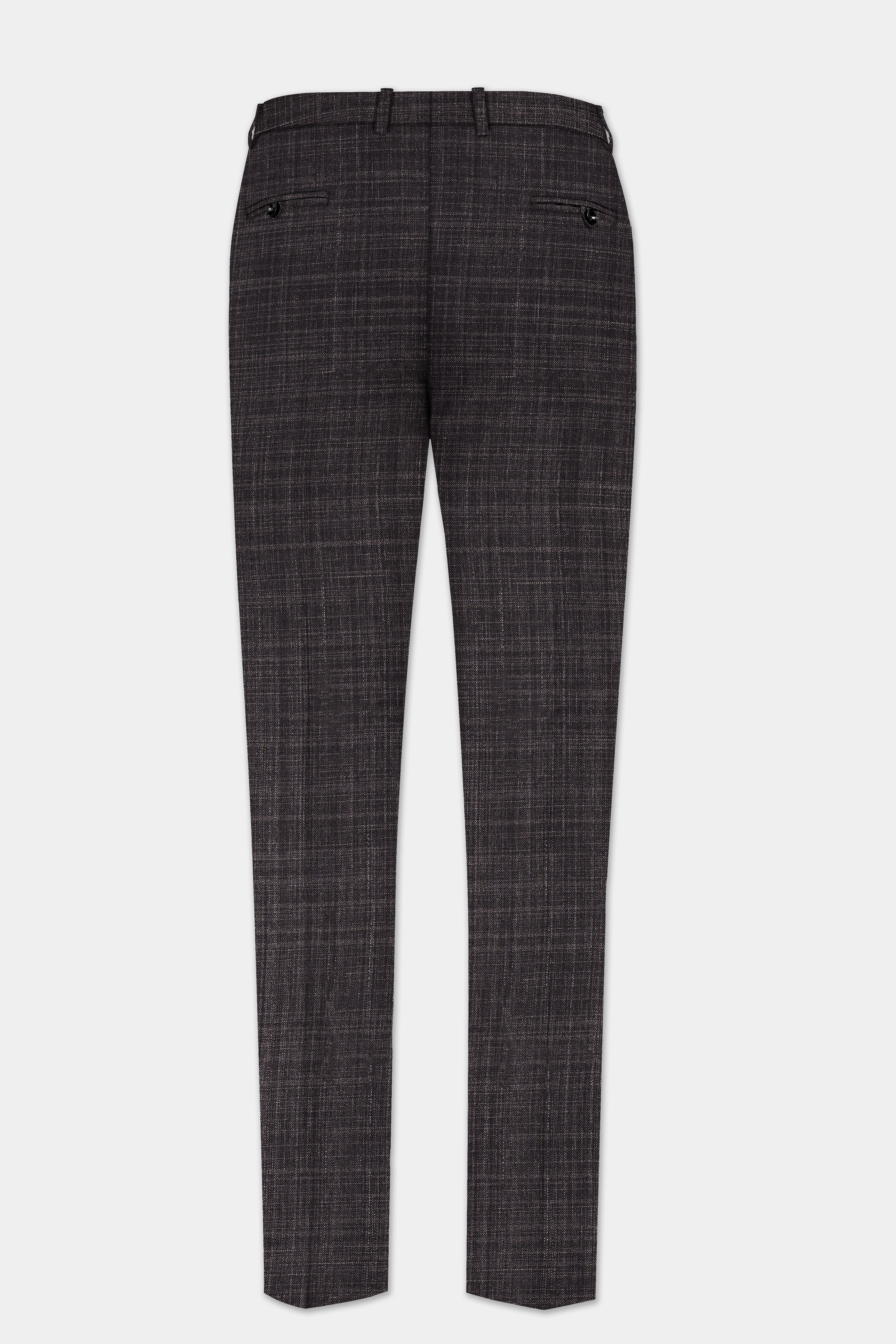 CaféNoir-Piano Brown Textured Wool Rich Cross Placket Bandhgala Suit