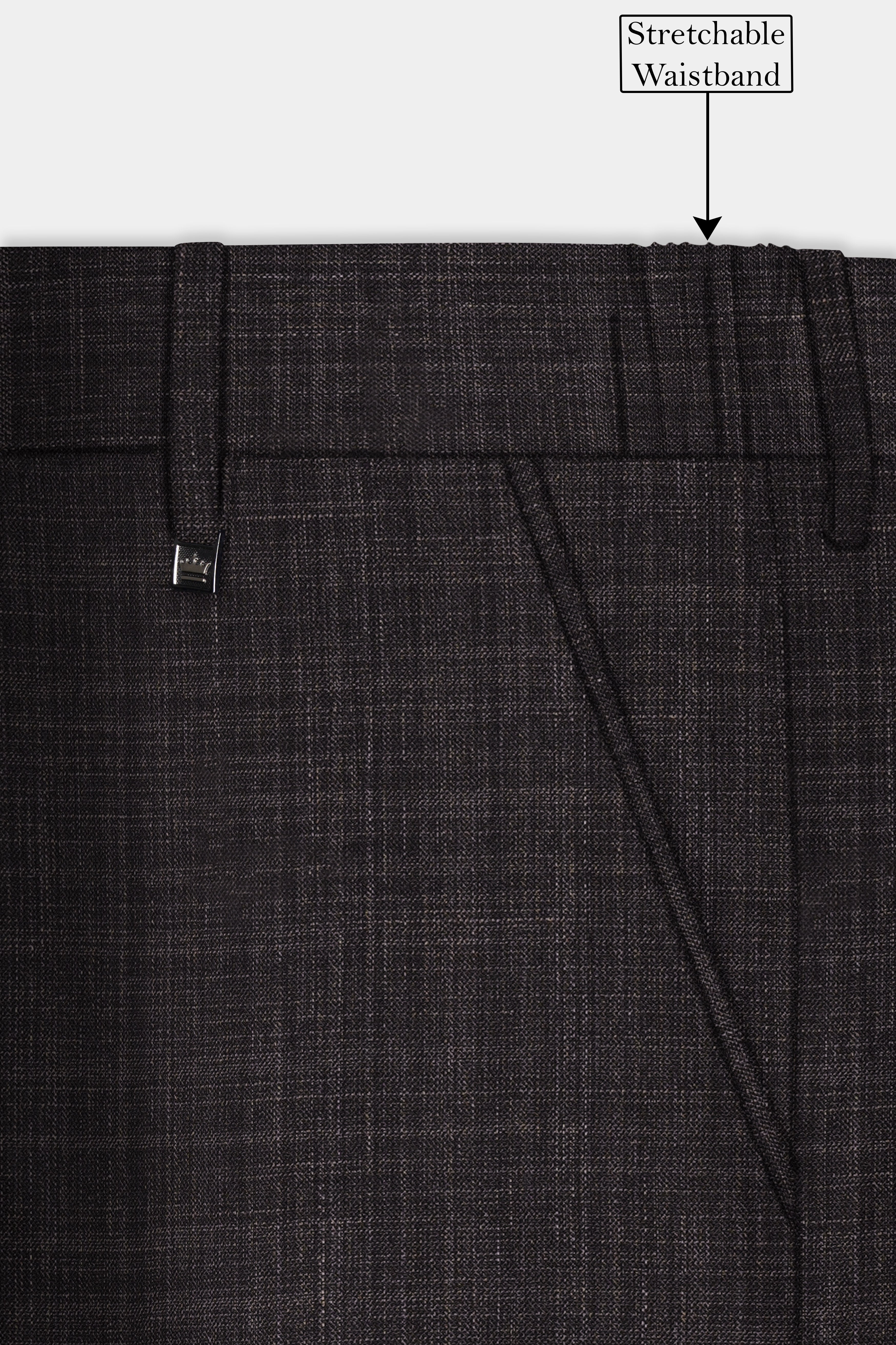 CaféNoir-Piano Brown Textured Wool Rich Cross Placket Bandhgala Suit