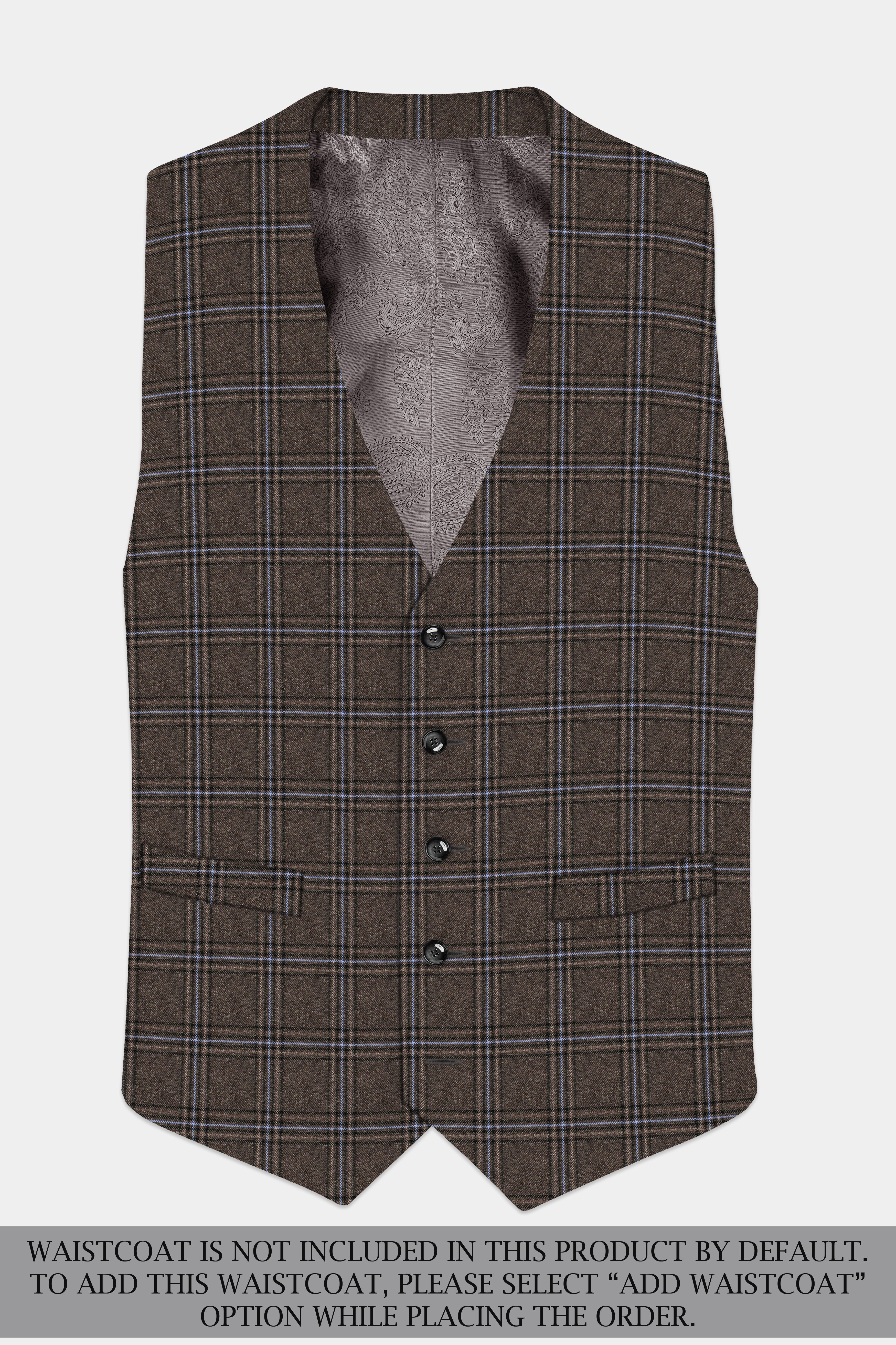 Tweed Crest-Bistre Brown Plaid Double Breasted Suit