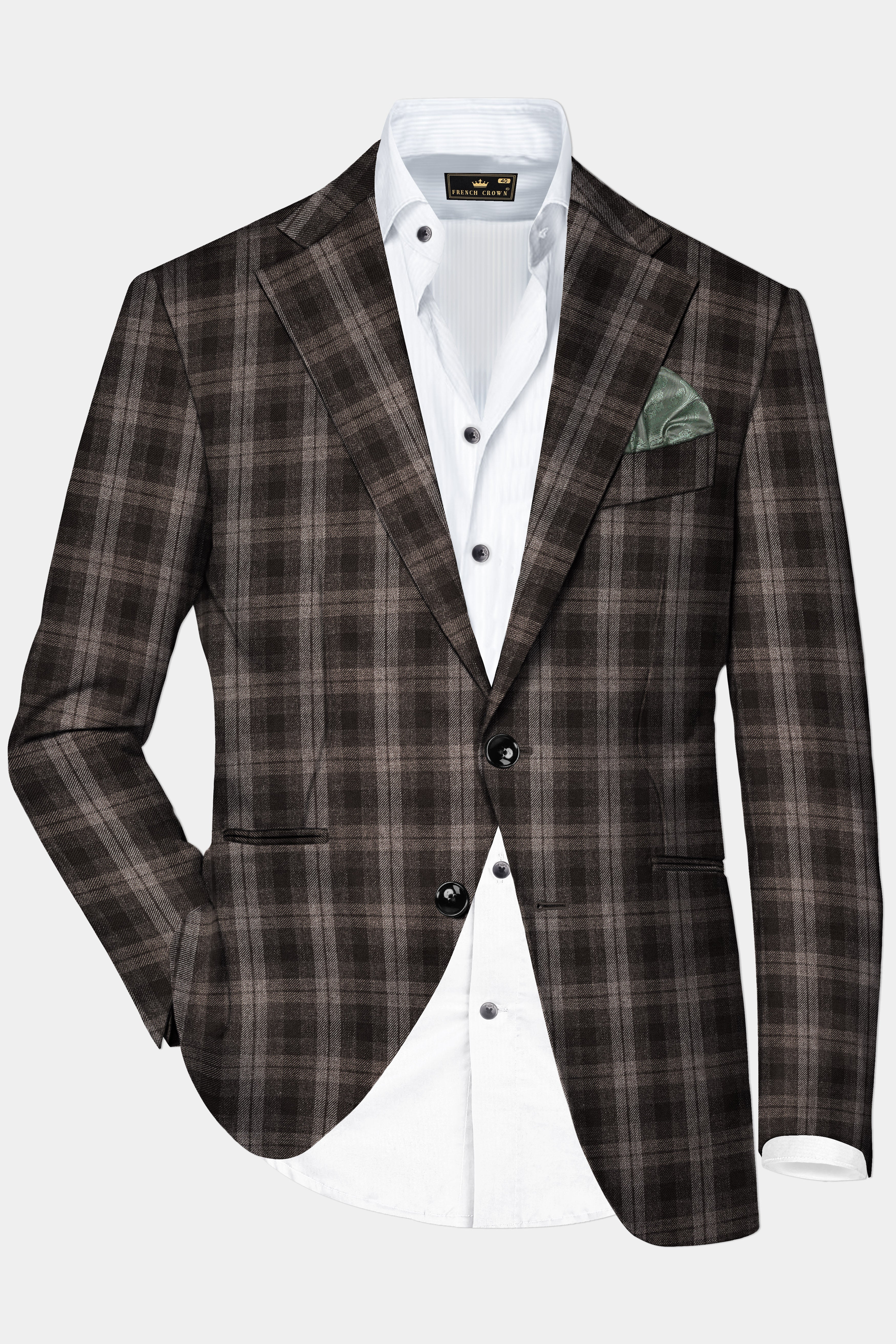 AutumnHaven-Umber Brown Plaid Tweed Single Breasted Suit