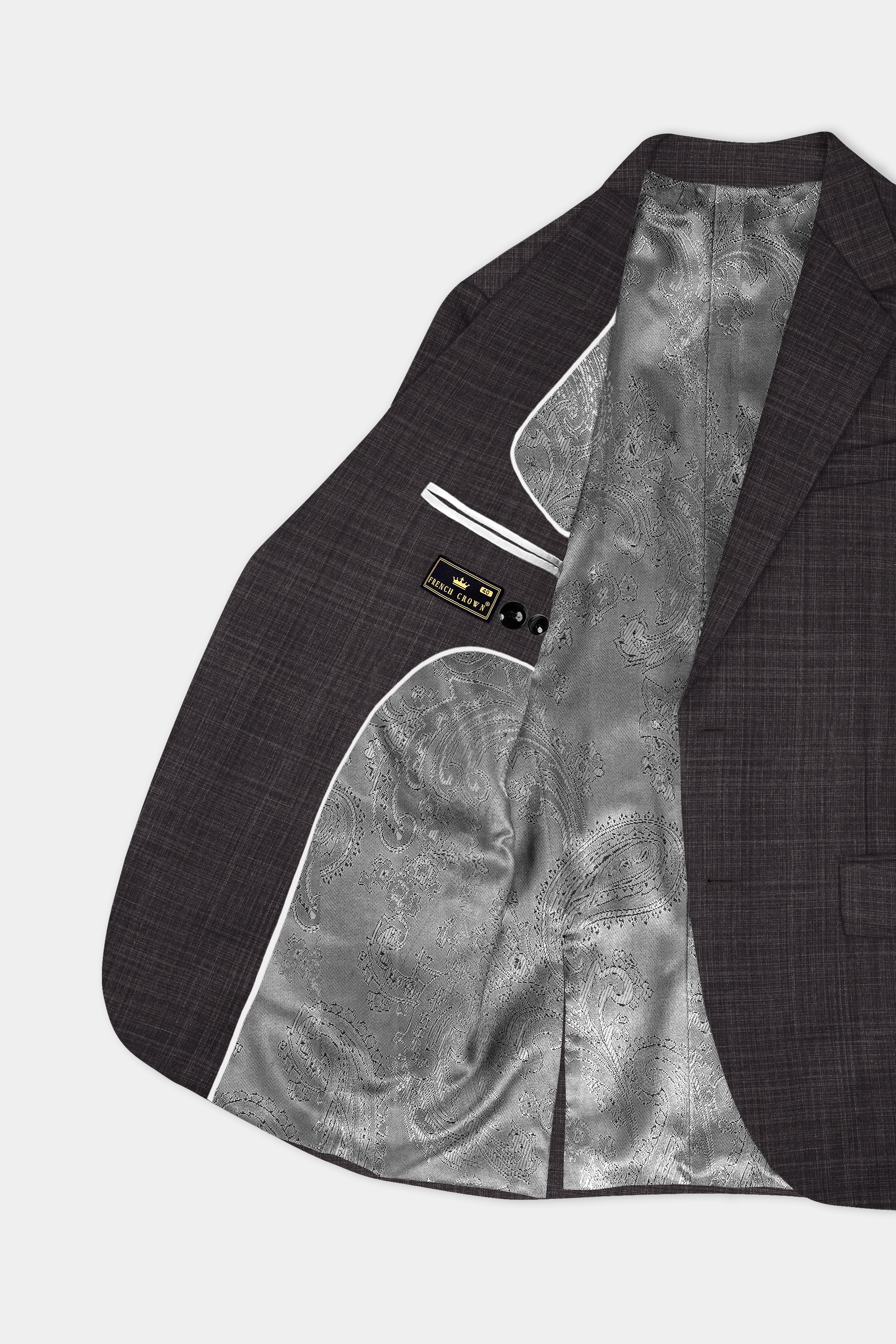 CaféNoir-Piano Brown Textured Wool Rich Single Breasted Suit