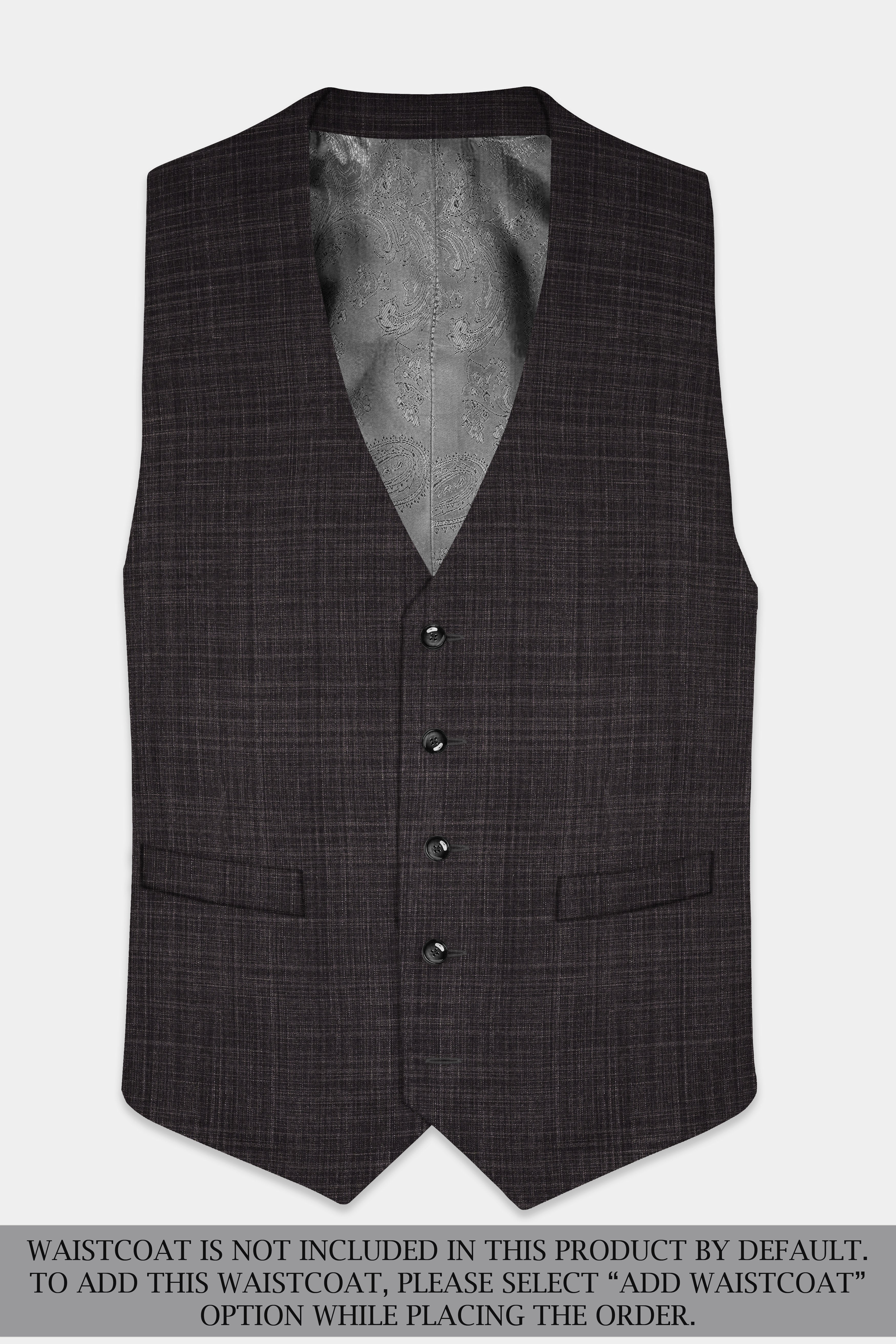 CaféNoir-Piano Brown Textured Wool Rich Single Breasted Slim Lapel Suit