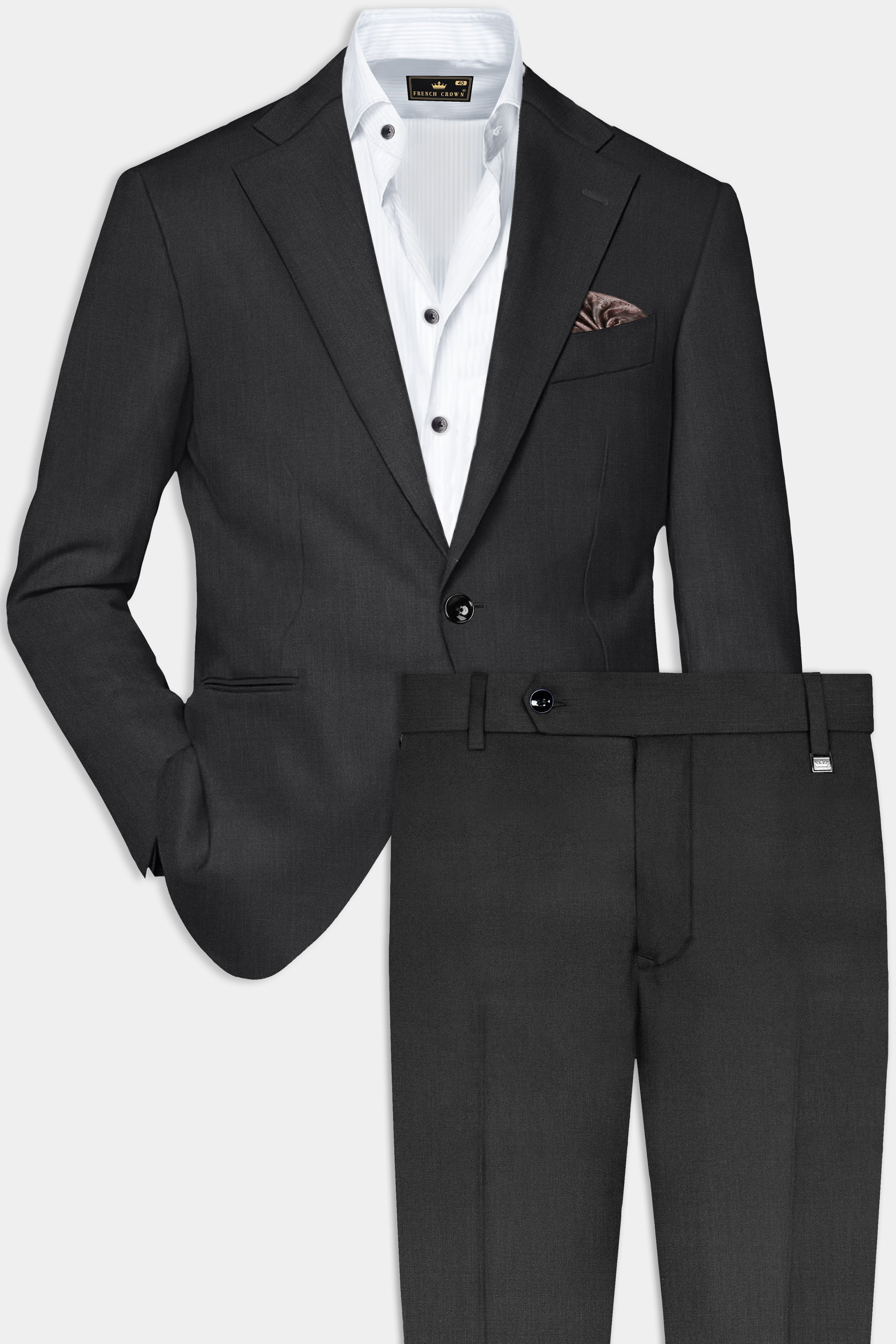 Ironclad Ash-Mine Shaft Gray Textured Wool Rich Single Breasted Suit