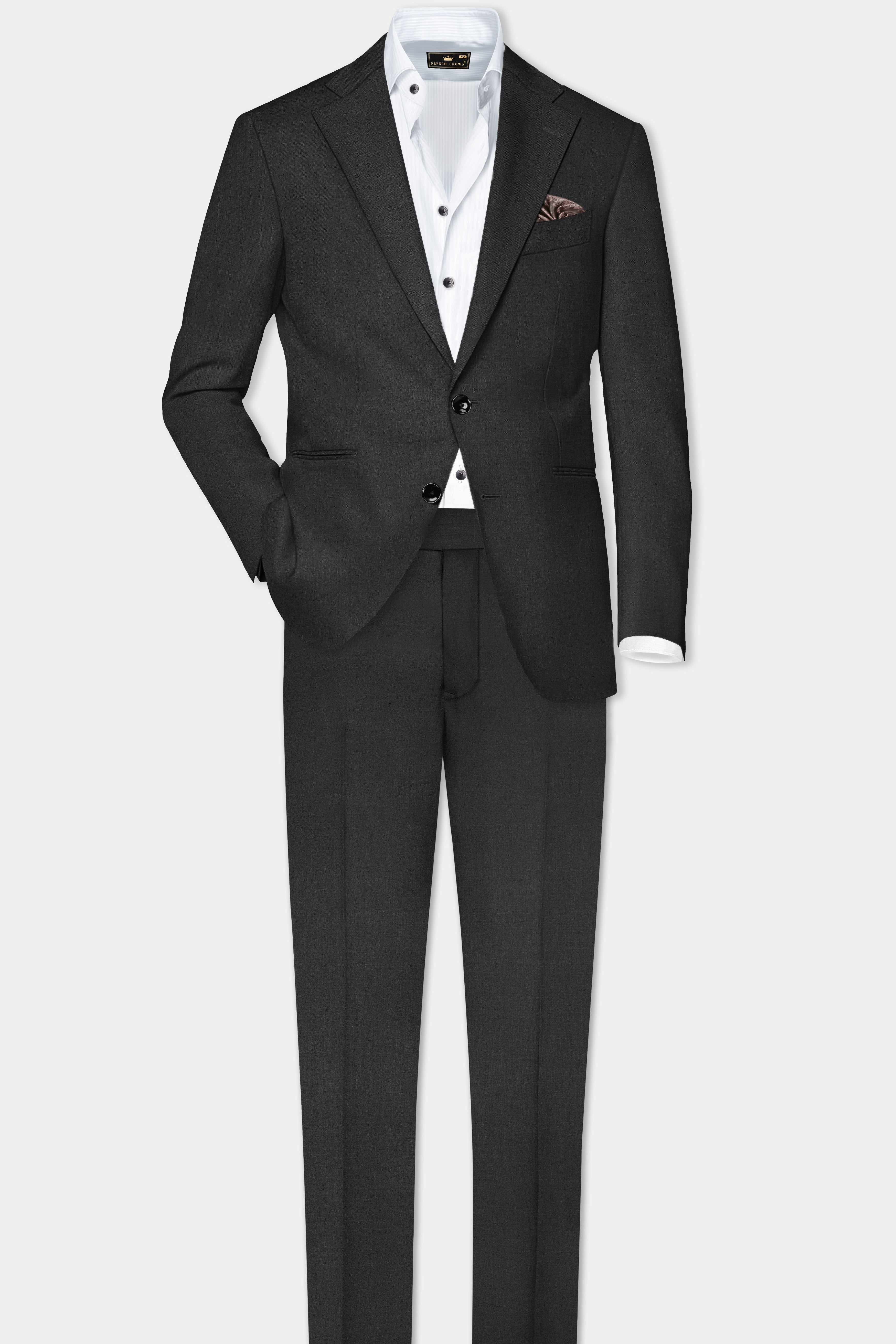 Ironclad Ash-Mine Shaft Gray Textured Wool Rich Single Breasted Suit