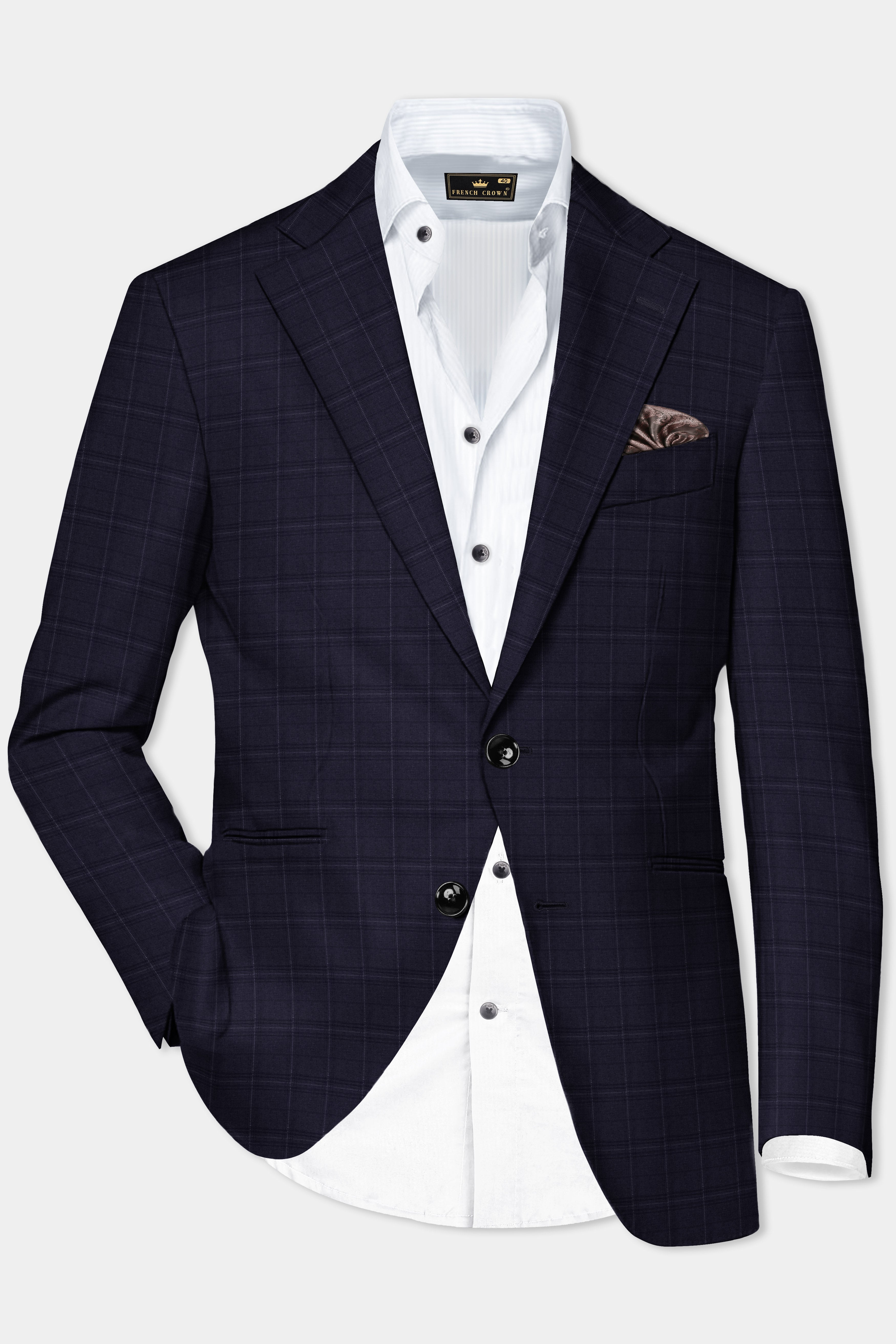 Sapphire Grid-Mirage Blue Plaid Wool Rich Single Breasted Suit