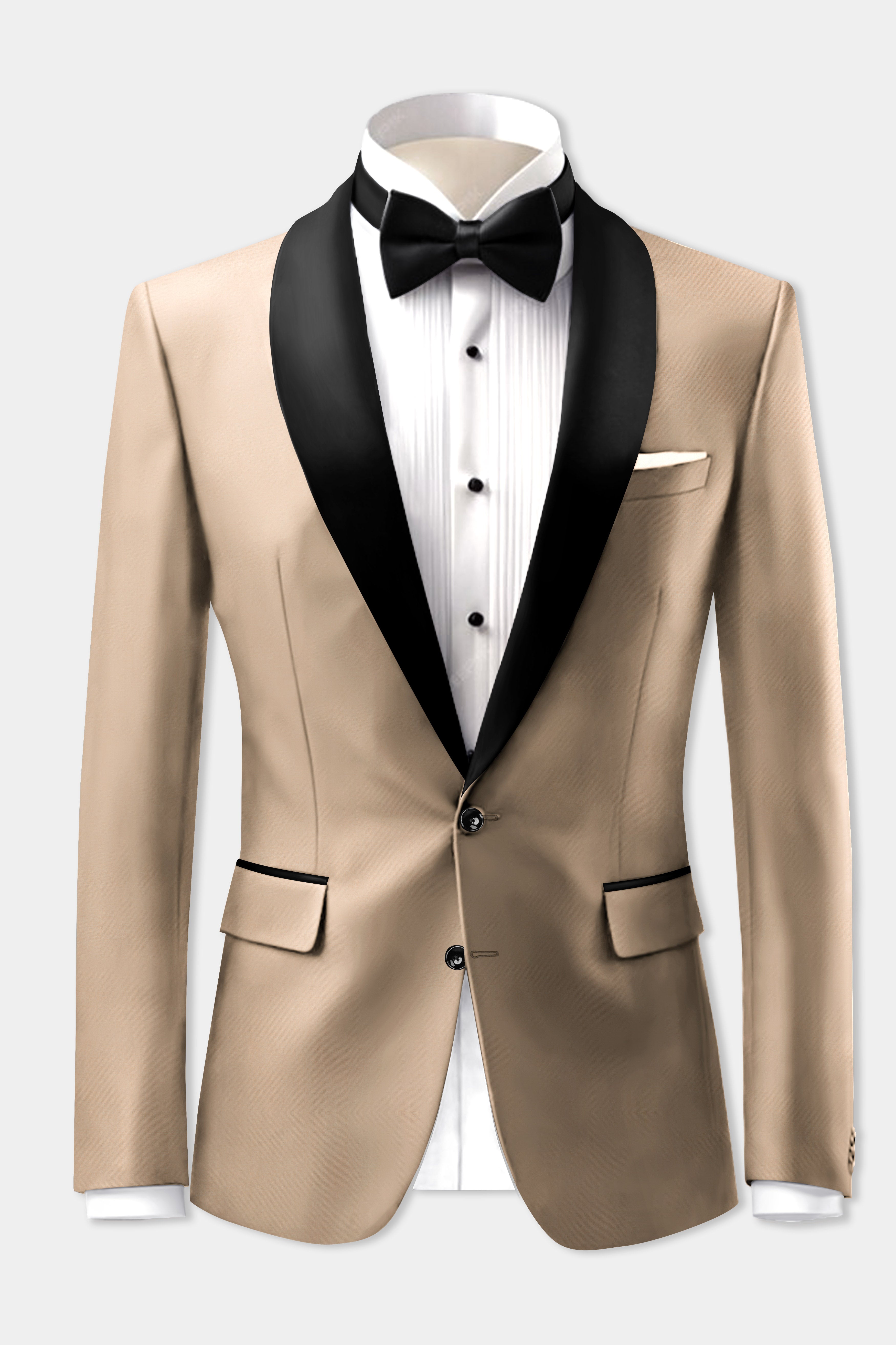 Candlelight-Sorrell Cream Solid Wool Rich Tuxedo Suit