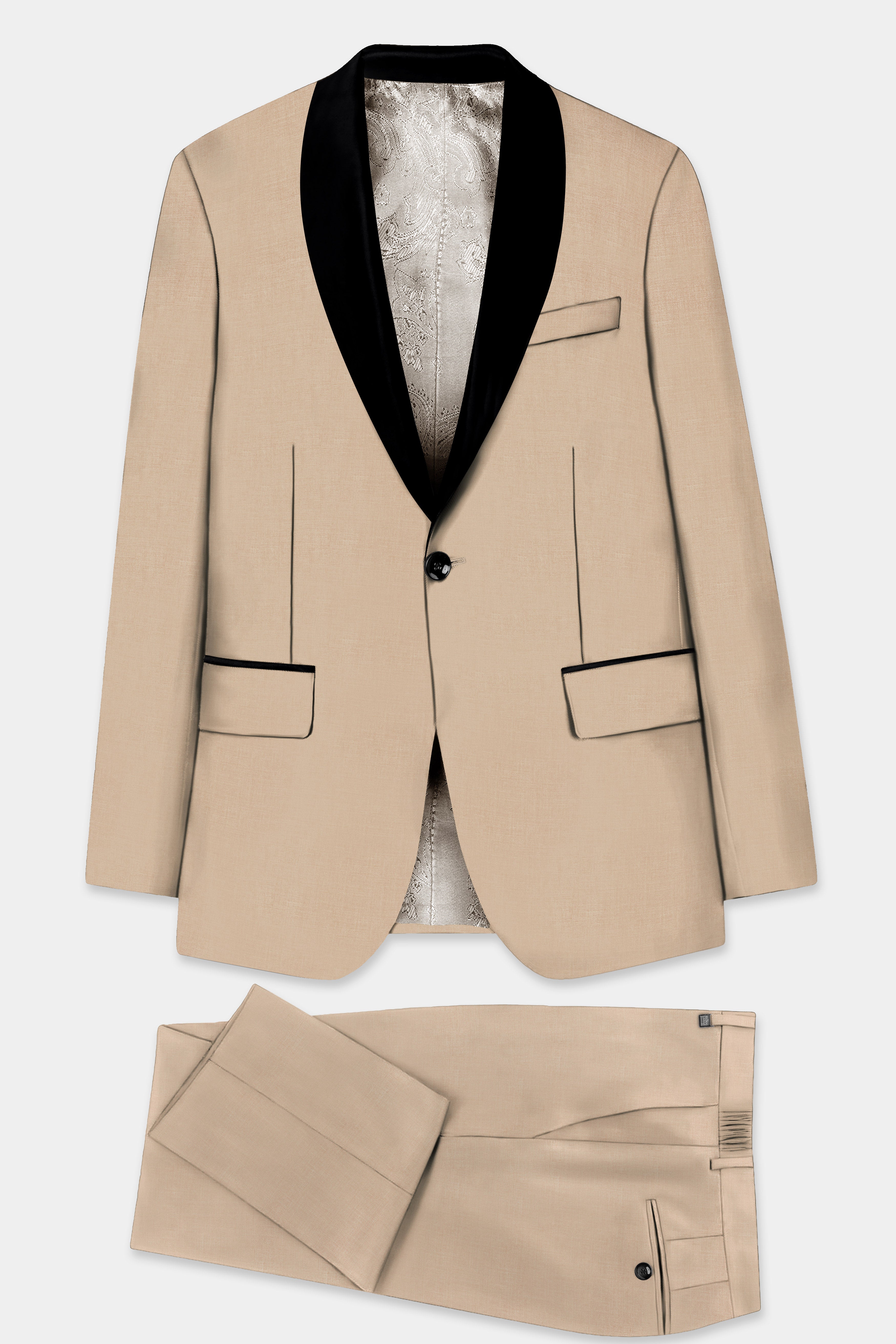 Candlelight-Sorrell Cream Solid Wool Rich Tuxedo Suit