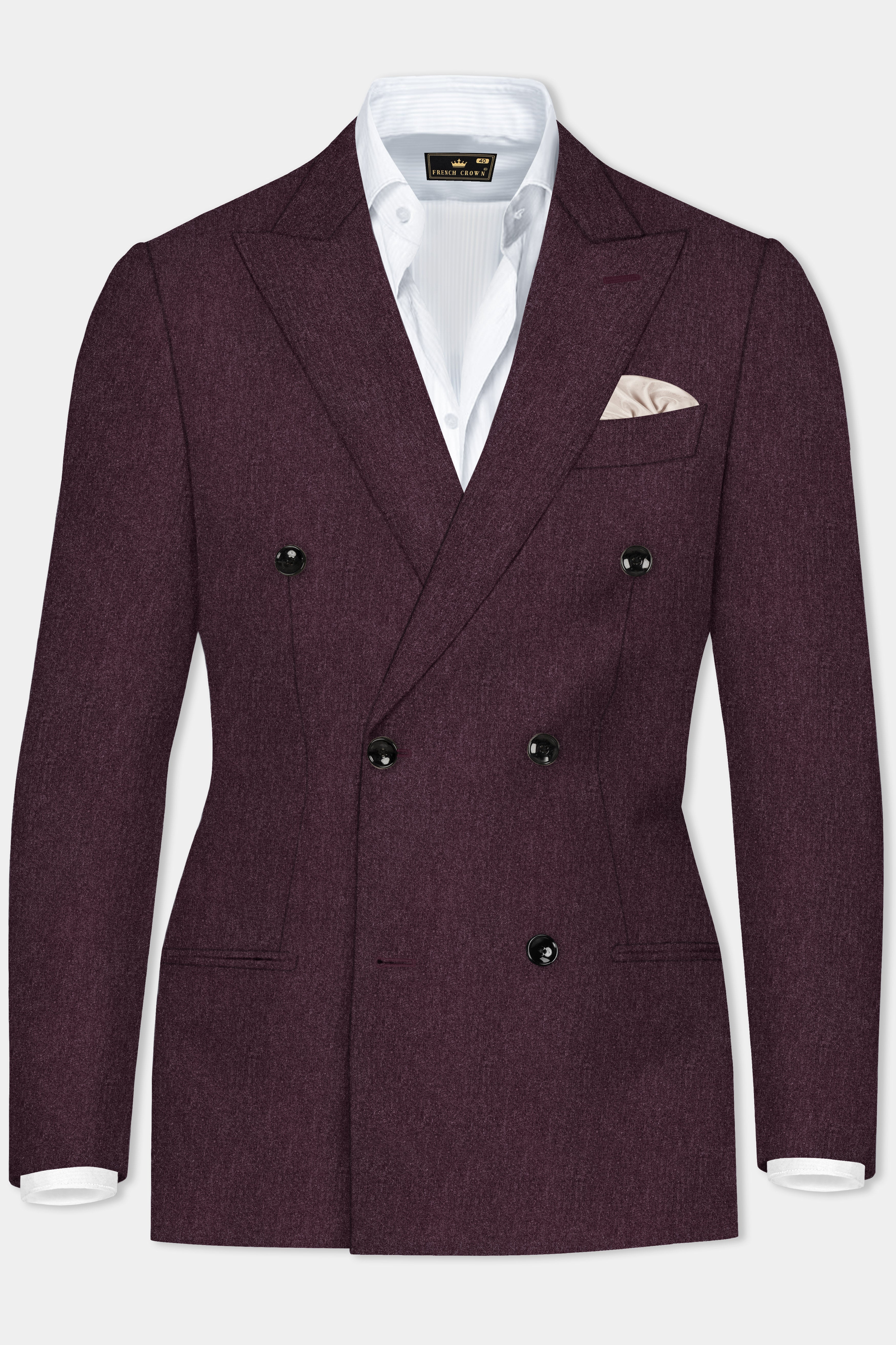 Crimson Dusk-Eclipse Maroon Textured Tweed Double Breasted Suit