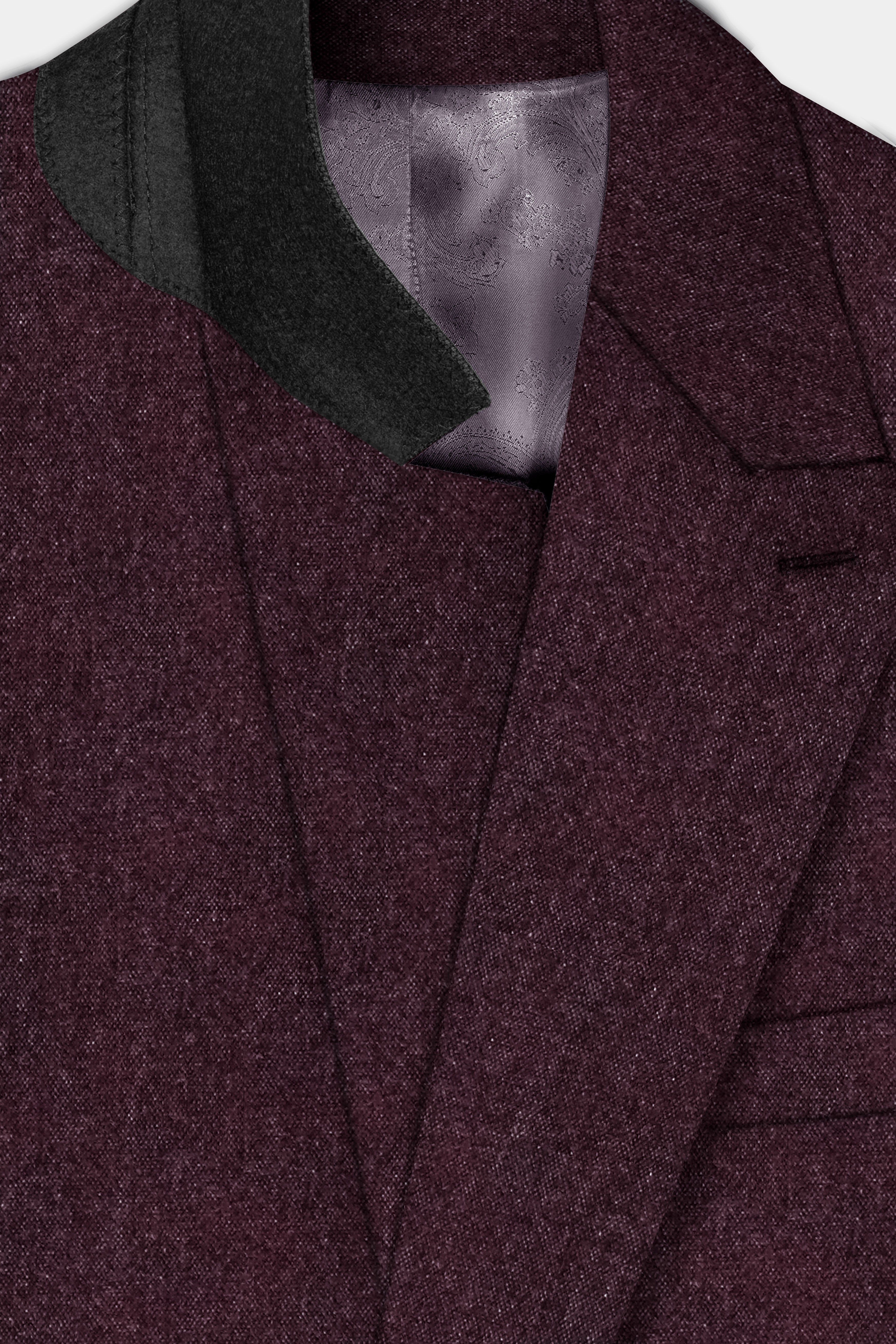 Crimson Dusk-Eclipse Maroon Textured Tweed Double Breasted Suit