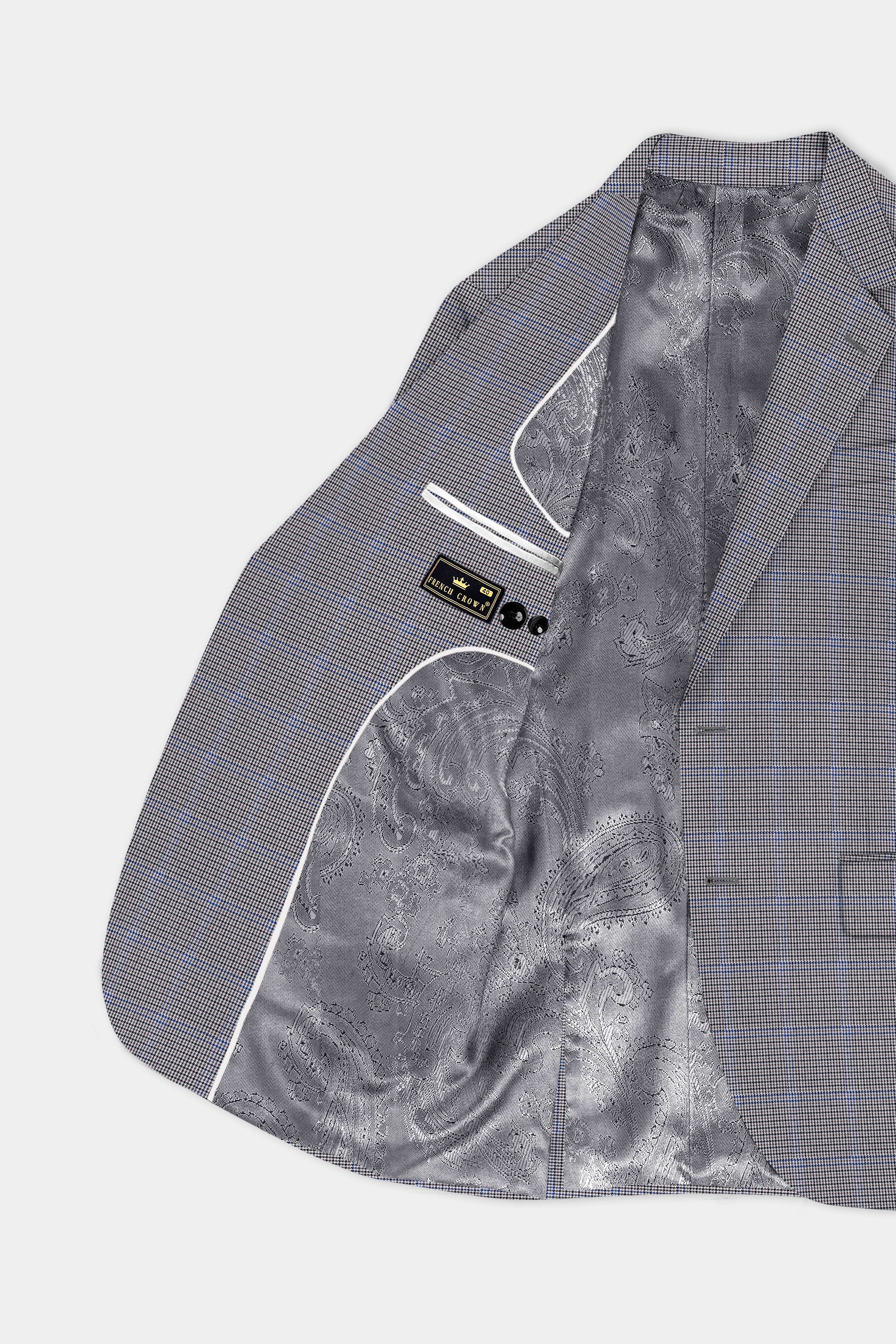 Aristo Blue-Dolphin Gray Plaid Wool Rich Single Breasted Suit