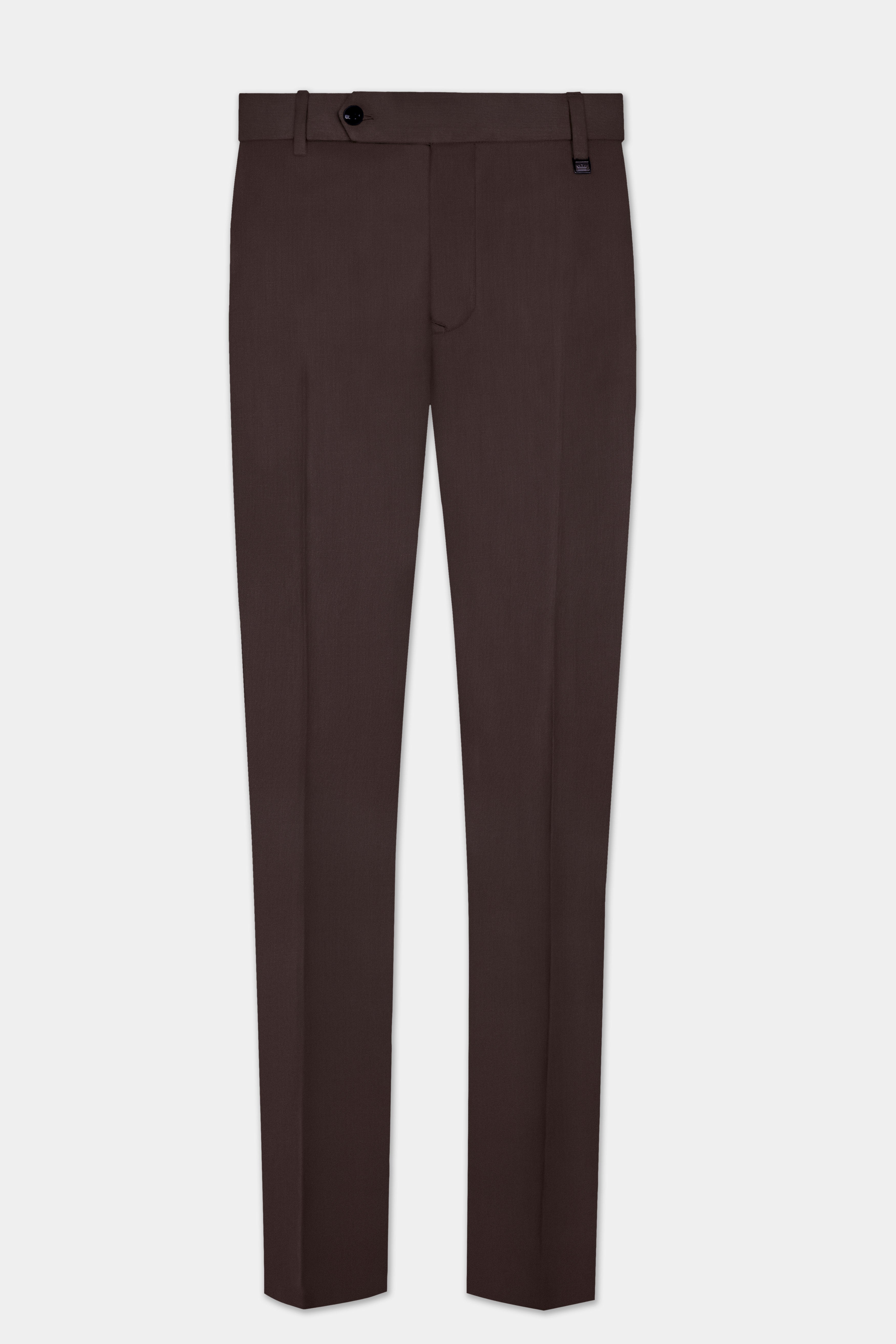 Espresso-Hickory Brown Solid Wool Rich Bandhgala Suit