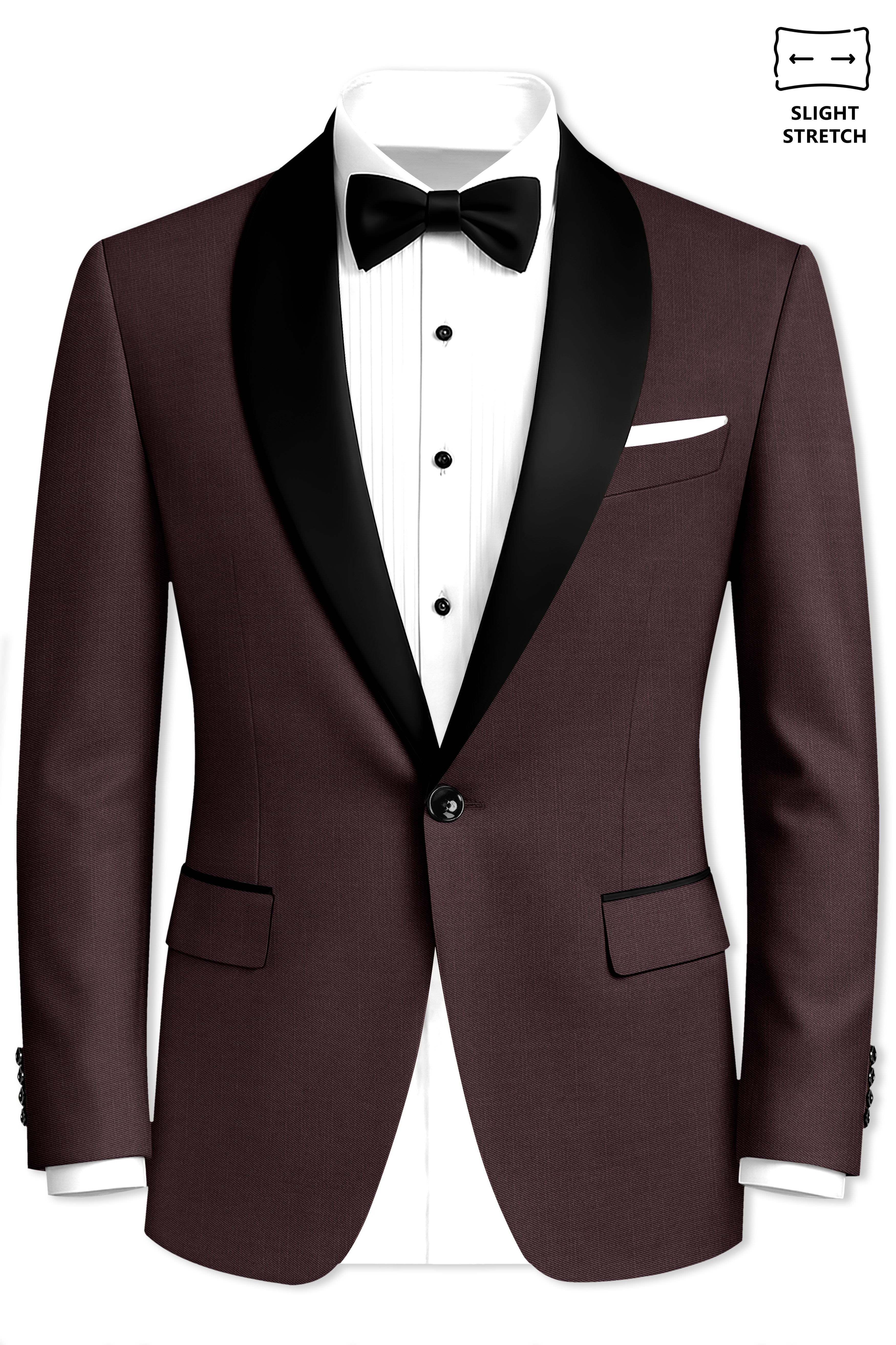 Espresso-Hickory Brown Solid Wool Rich Tuxedo Slight Stretch Suit