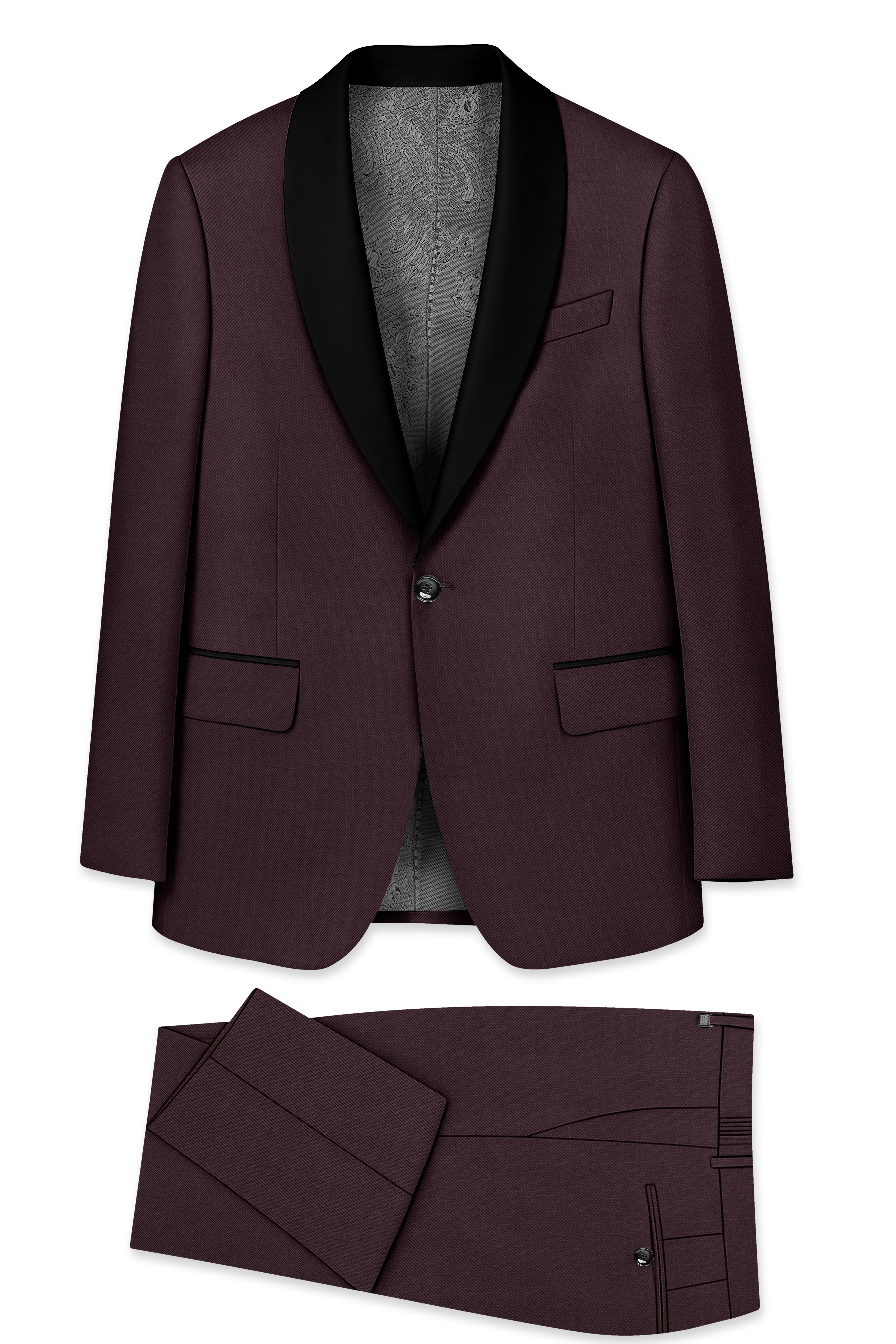 Espresso-Hickory Brown Solid Wool Rich Tuxedo Slight Stretch Suit