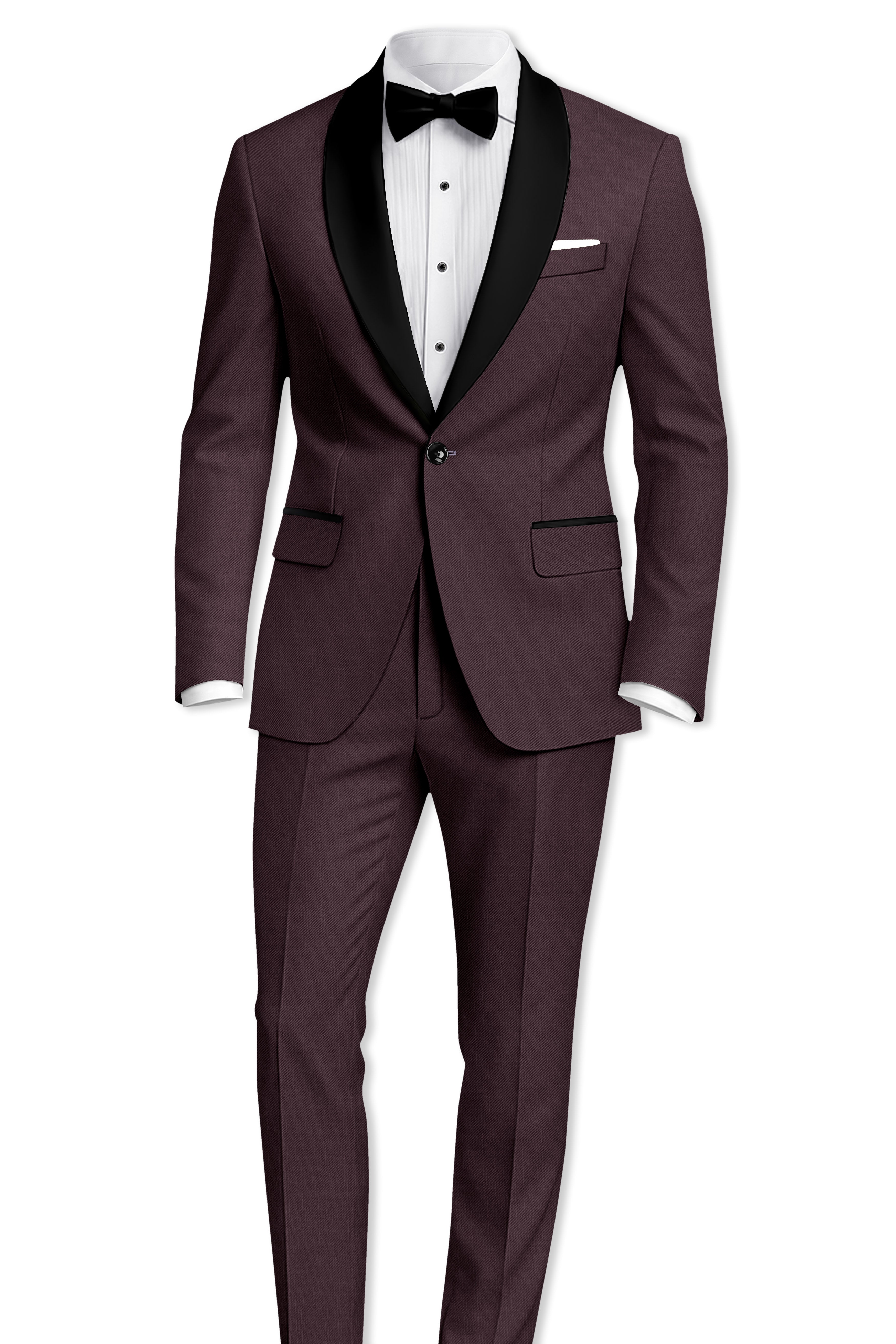 Espresso-Hickory Brown Solid Wool Rich Tuxedo Slight Stretch Suit