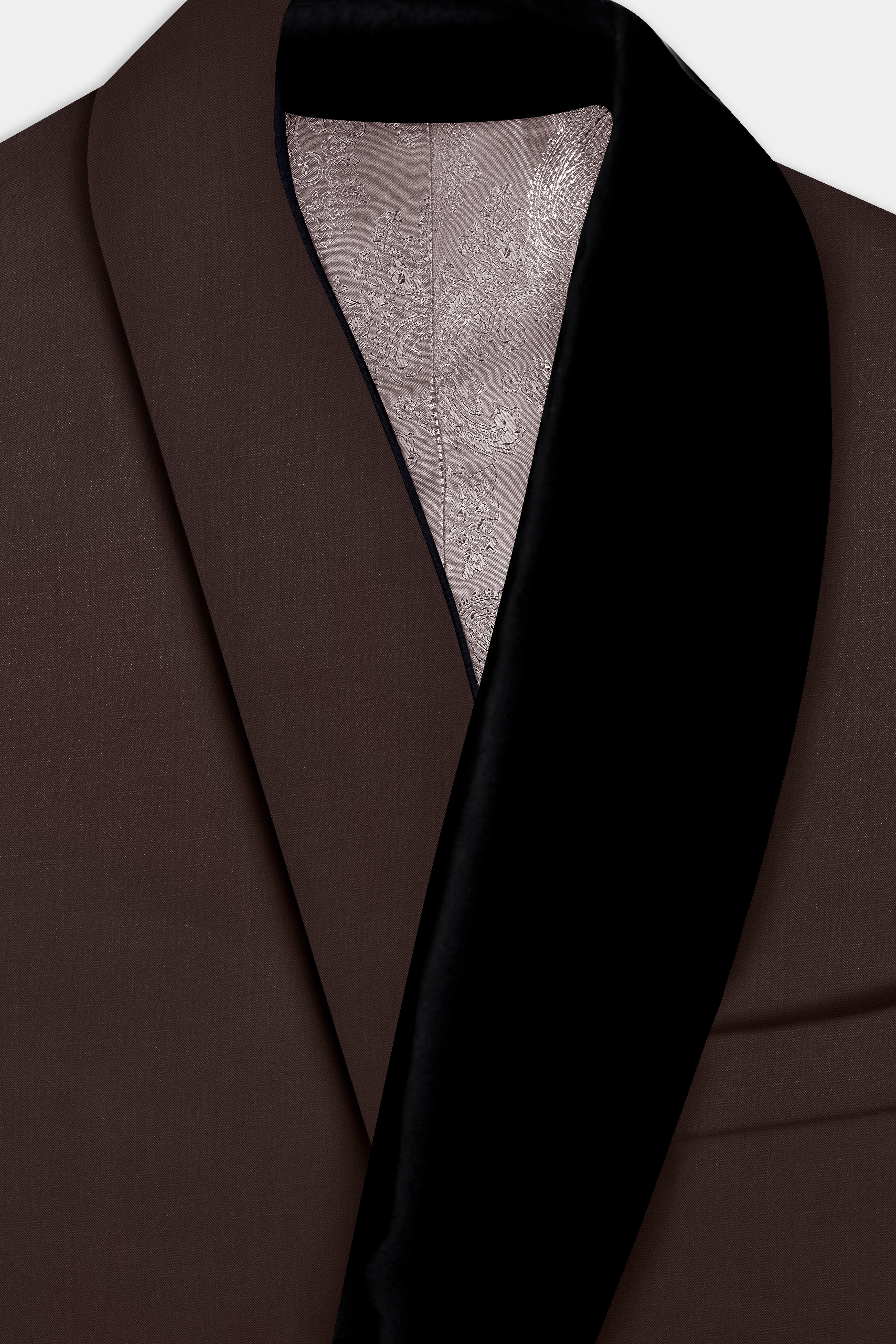 Espresso-Hickory Brown Solid Wool Rich Tuxedo Suit