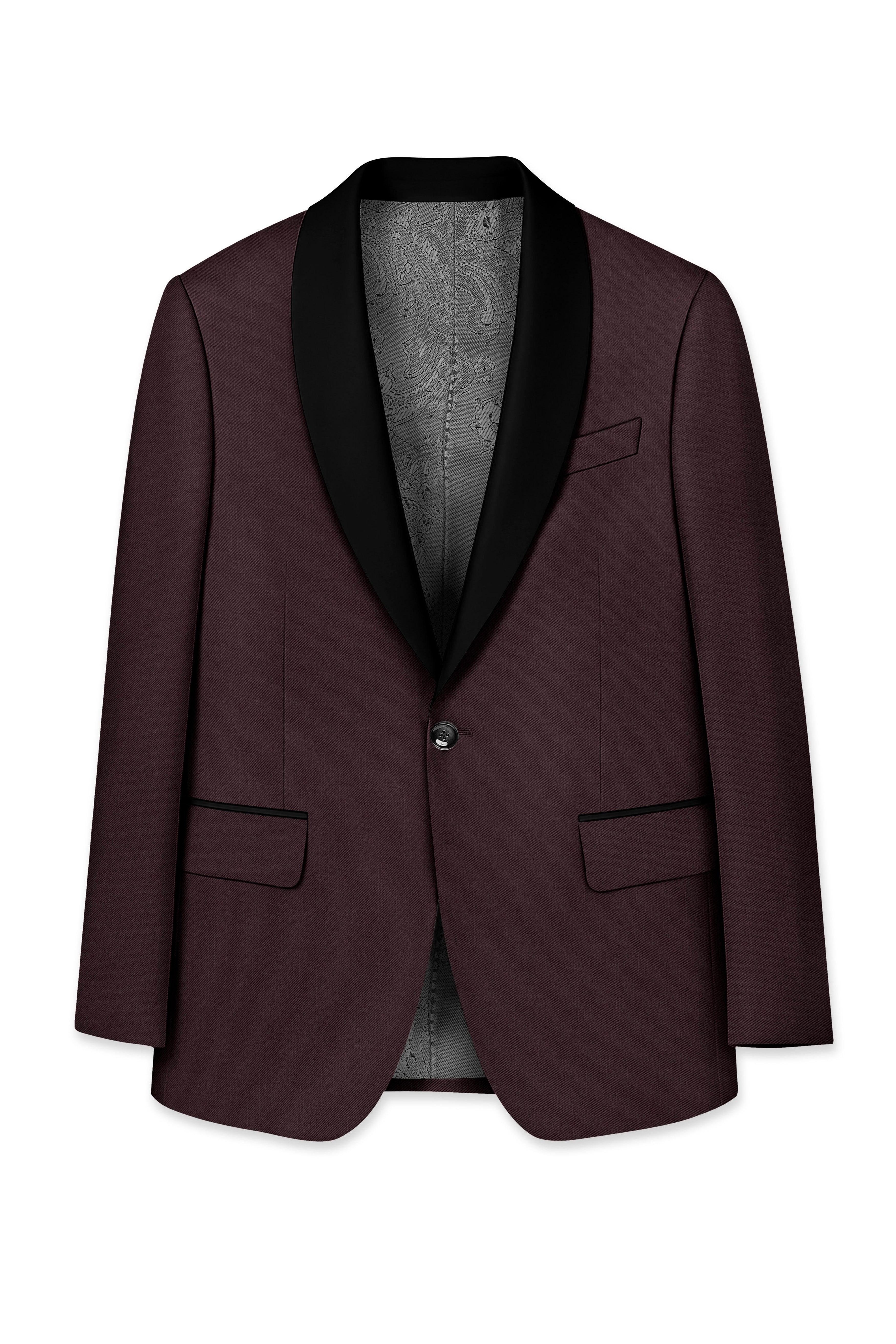 Espresso-Hickory Brown Solid Wool Rich Tuxedo Slight Stretch Suit
