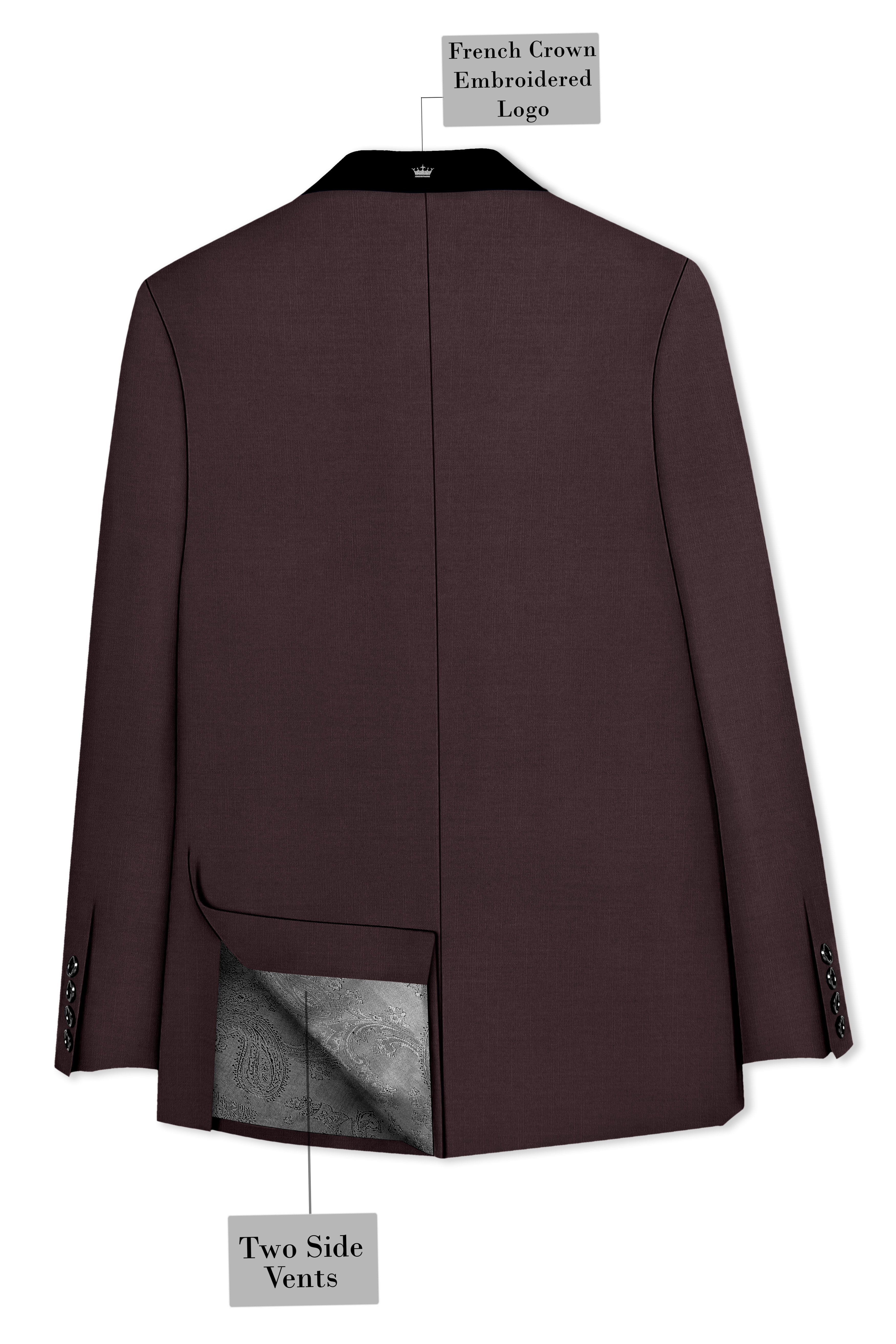 Espresso-Hickory Brown Solid Wool Rich Tuxedo Slight Stretch Suit