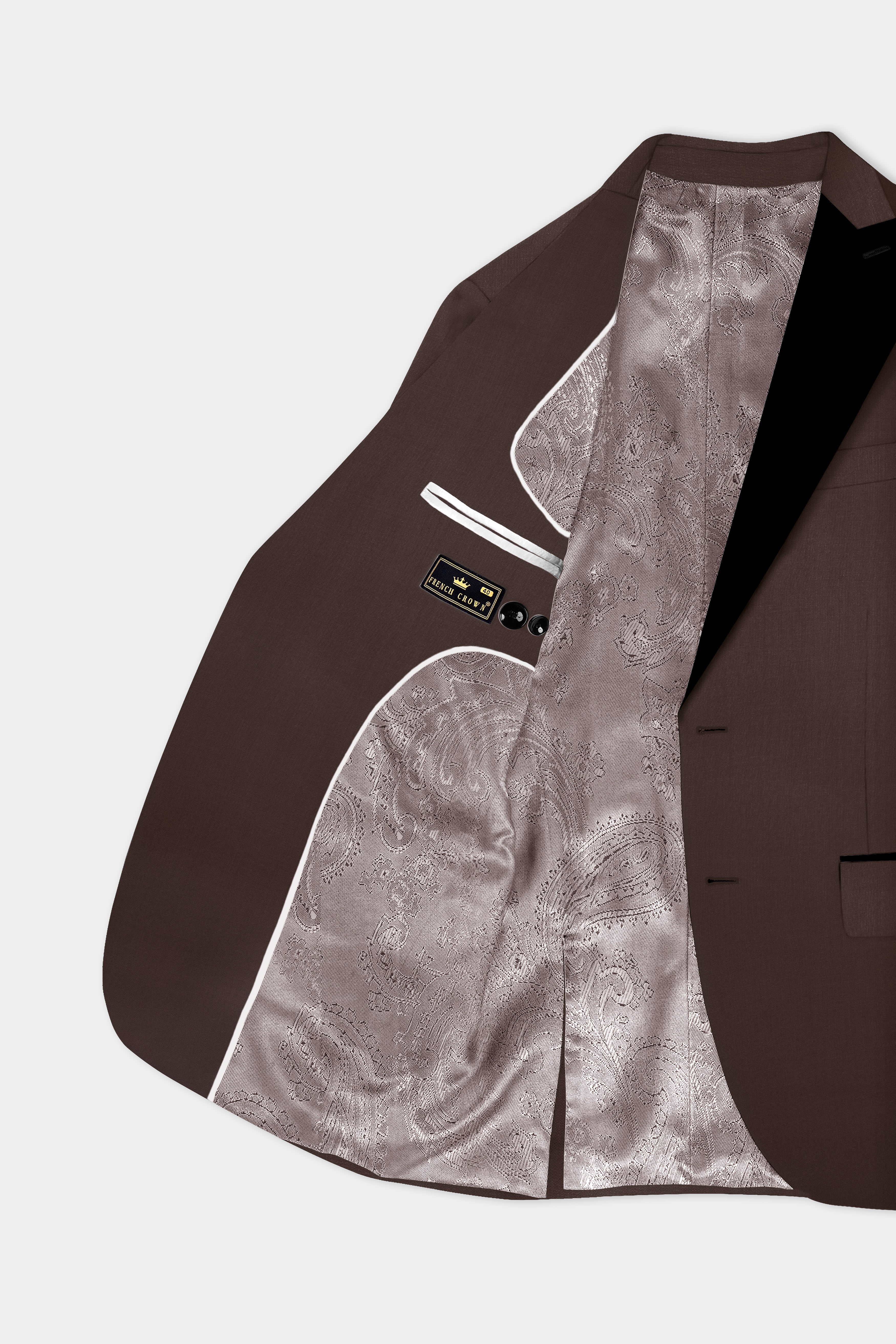 Espresso-Hickory Brown Solid Wool Rich Peak Lapel Tuxedo Suit