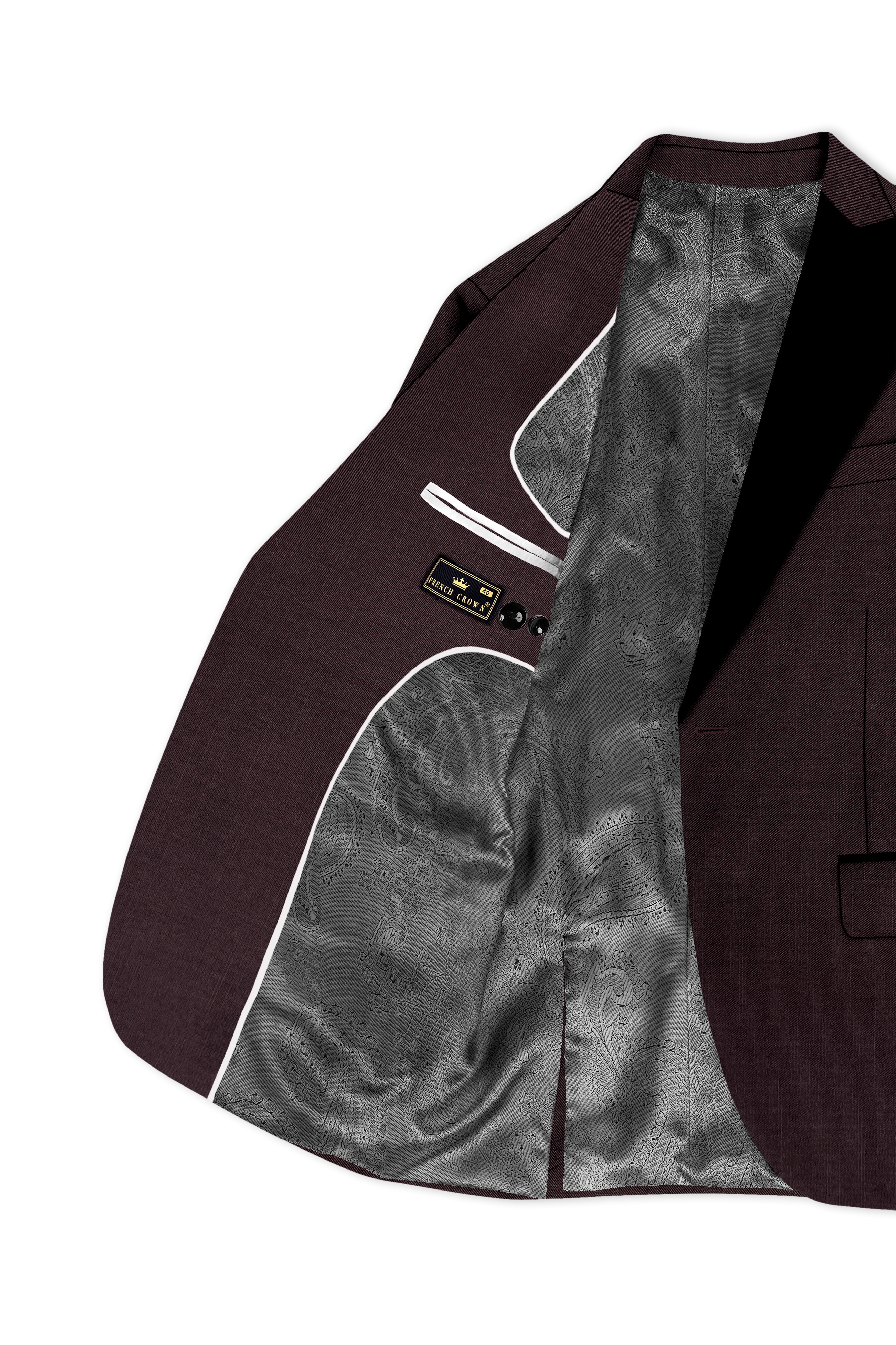 Espresso-Hickory Brown Solid Wool Rich Peak Lapel Tuxedo Slight Stretch Suit