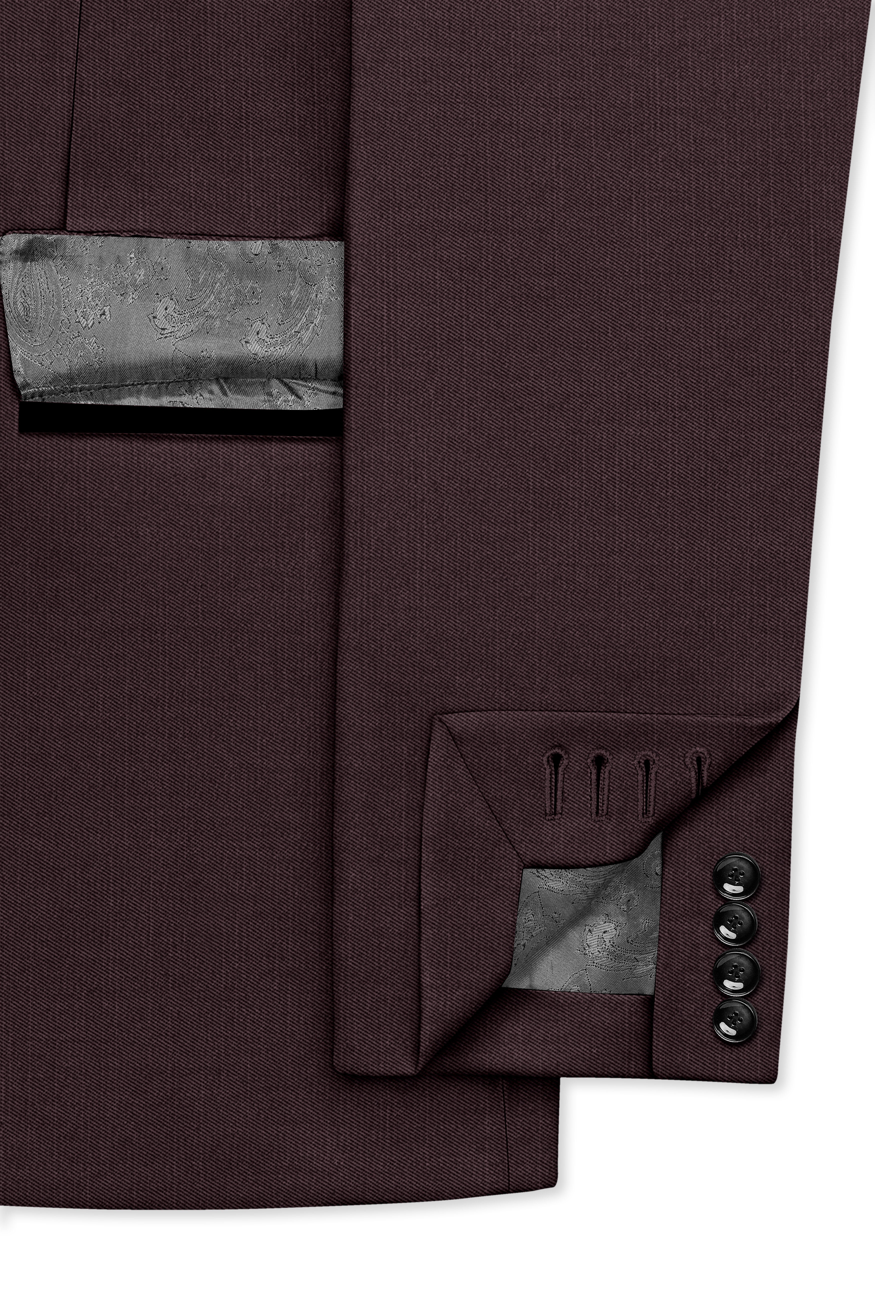 Espresso-Hickory Brown Solid Wool Rich Peak Lapel Tuxedo Slight Stretch Suit