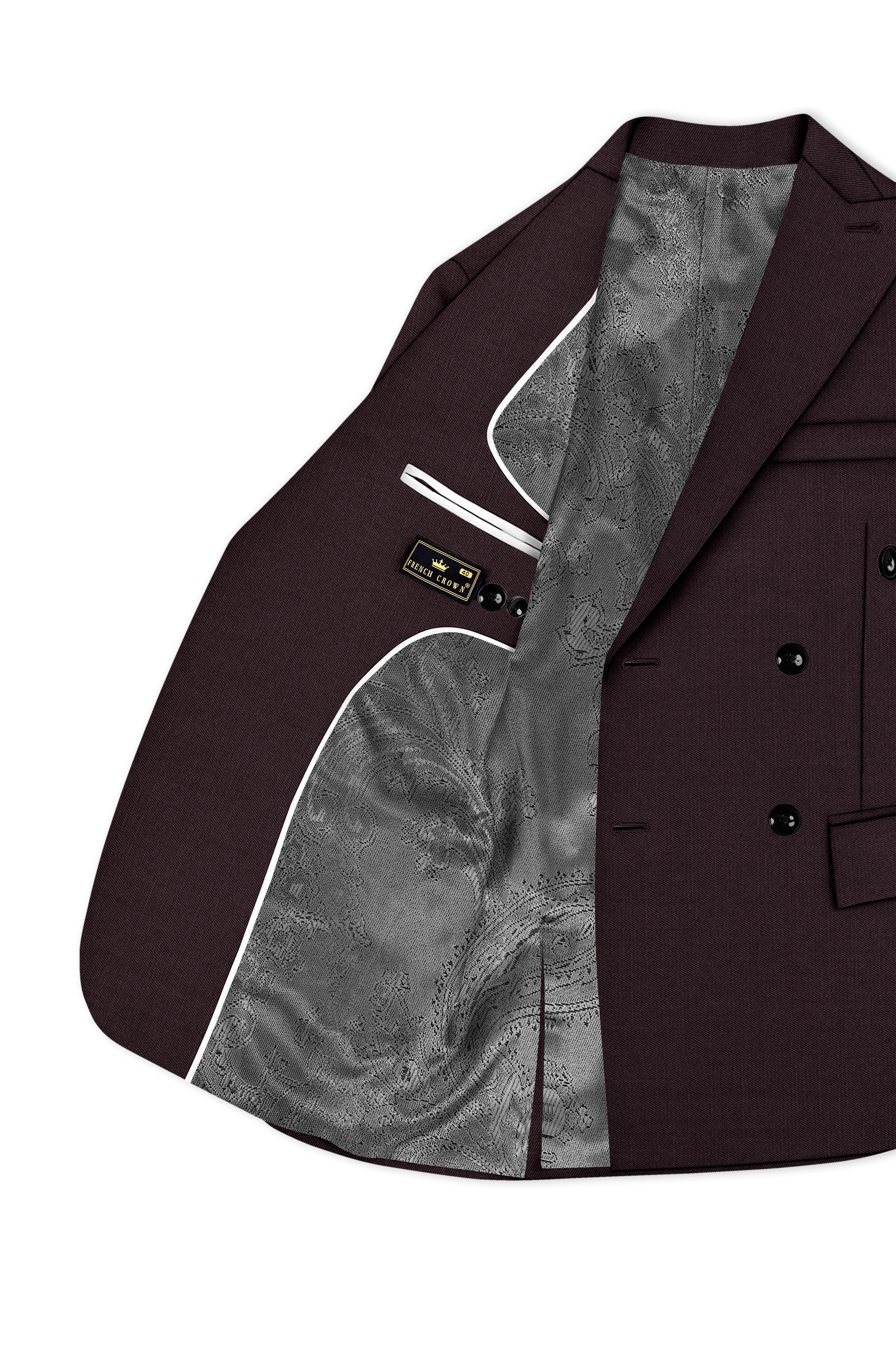 Espresso-Hickory Brown Solid Wool Rich Double Breasted Slight Stretch Suit