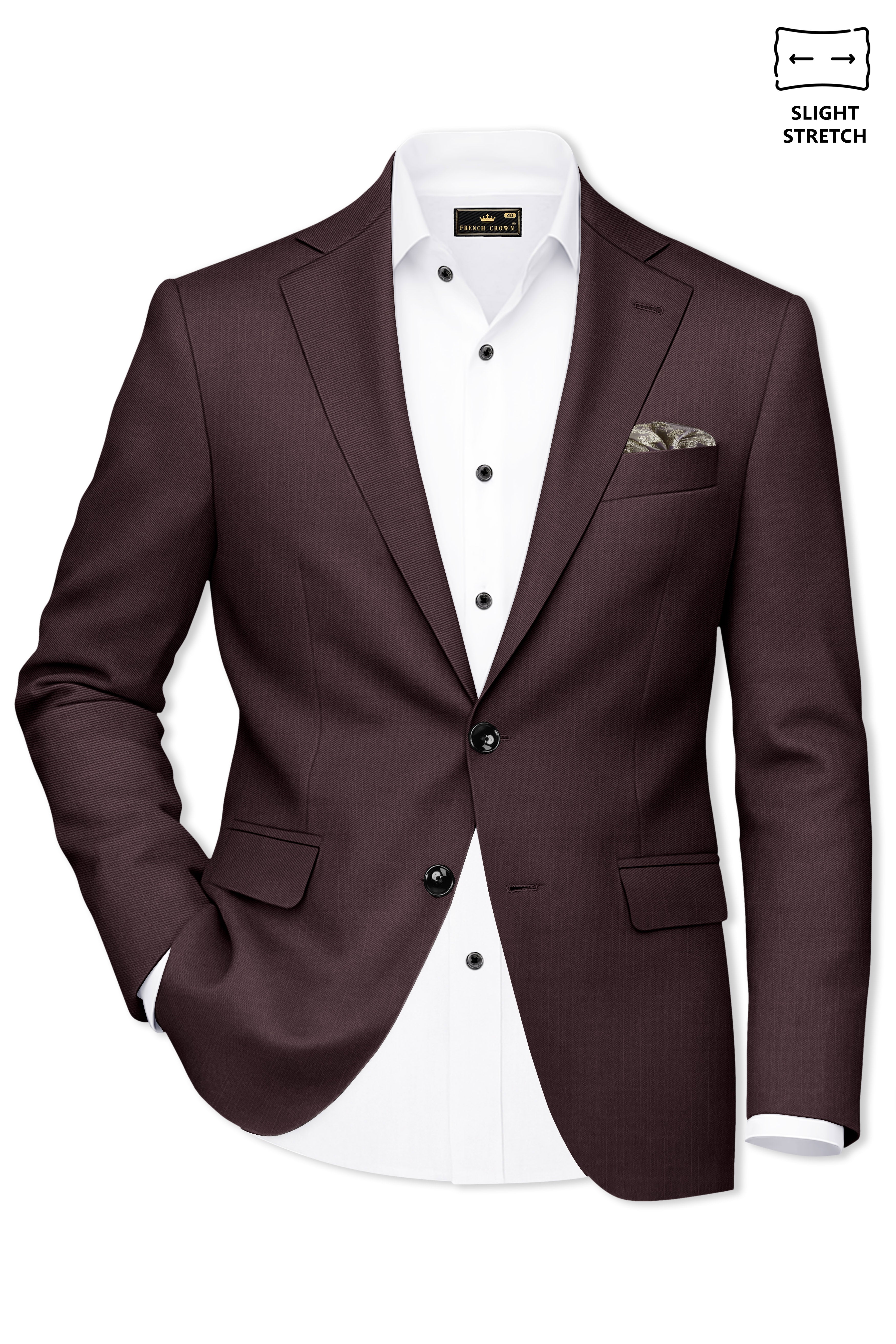 Espresso-Hickory Brown Solid Wool Rich Single Breasted Slight Stretch Suit