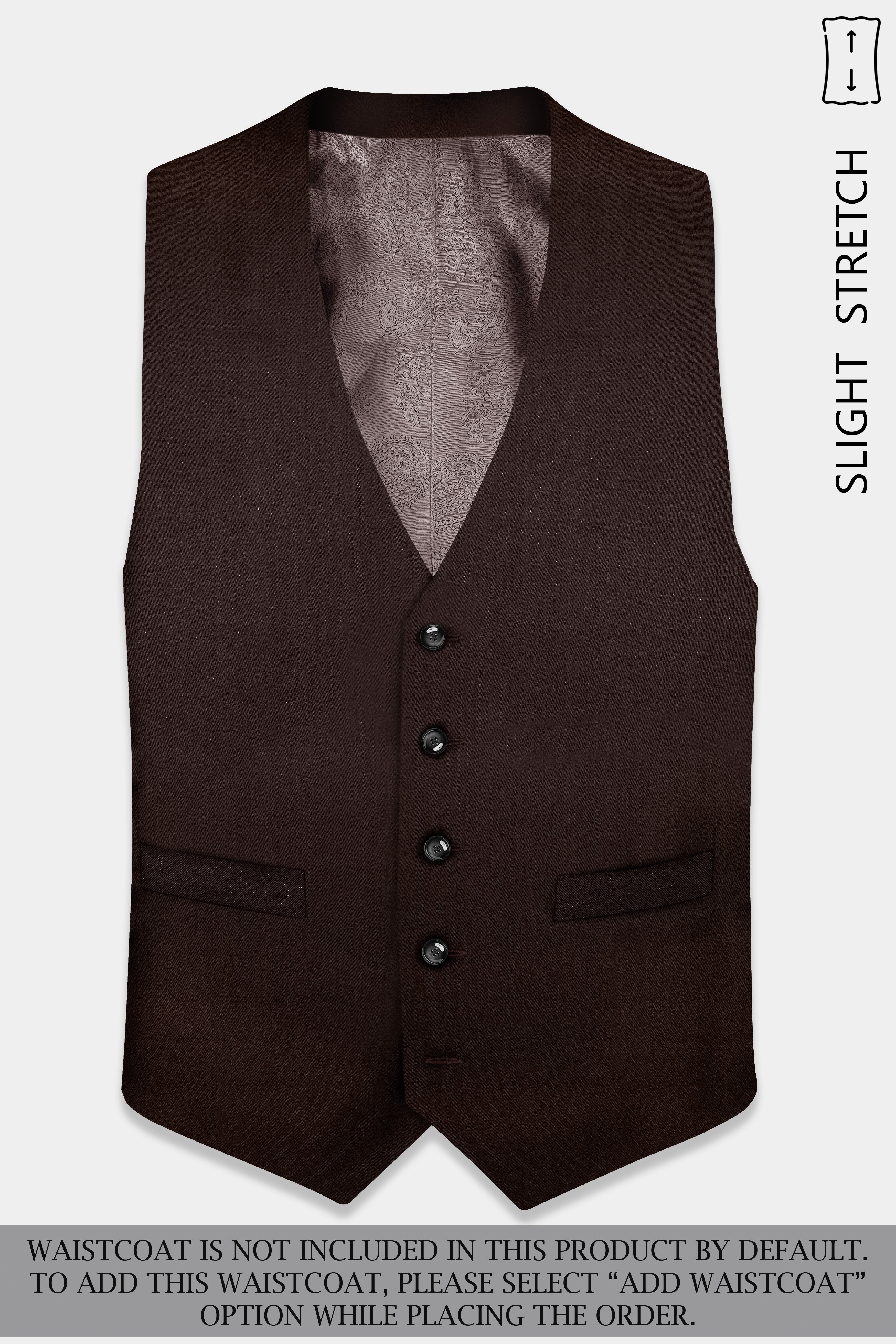 Espresso-Hickory Brown Solid Wool Rich Single Breasted Slight Stretch Suit