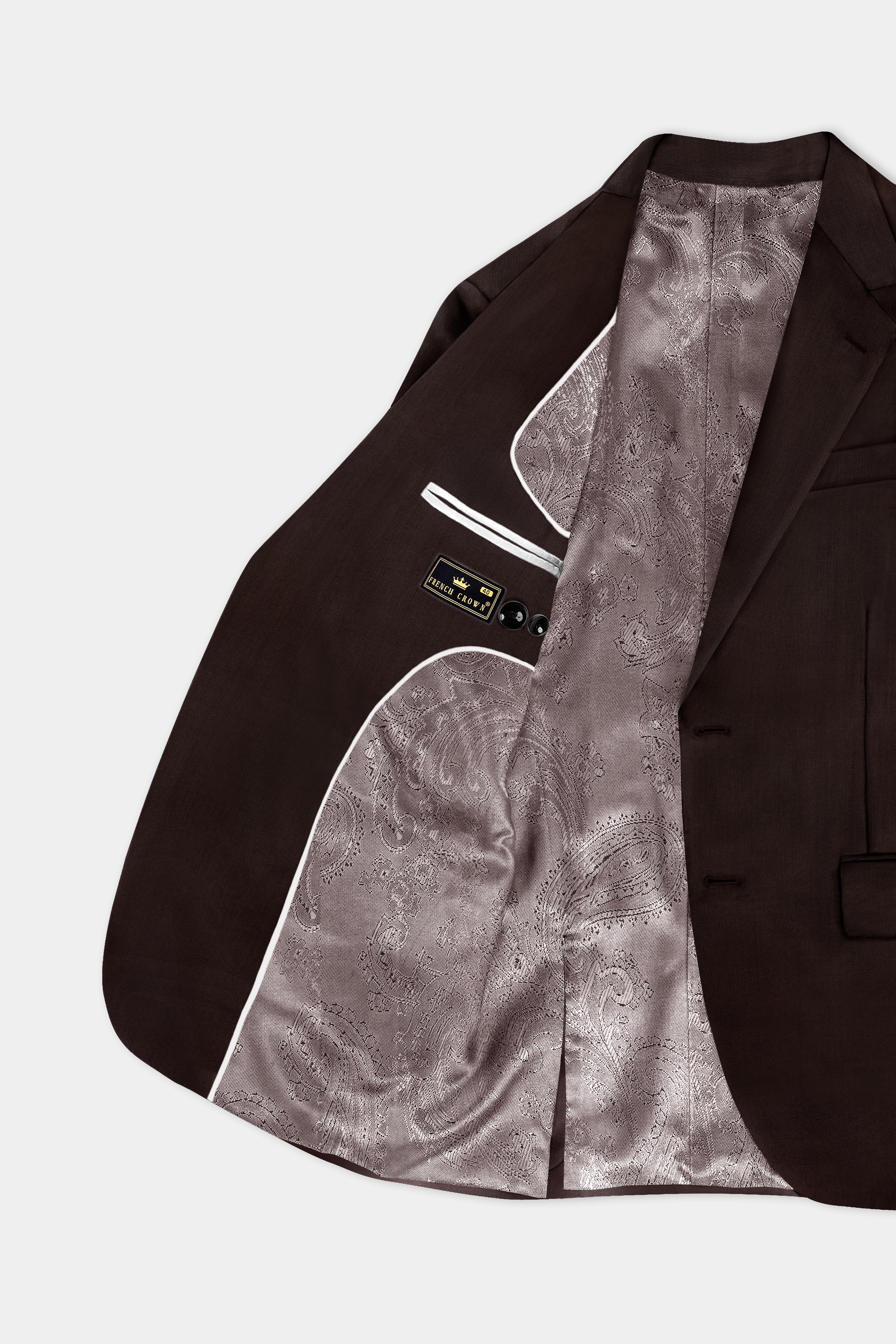Espresso-Hickory Brown Solid Wool Rich Single Breasted Slight Stretch Suit