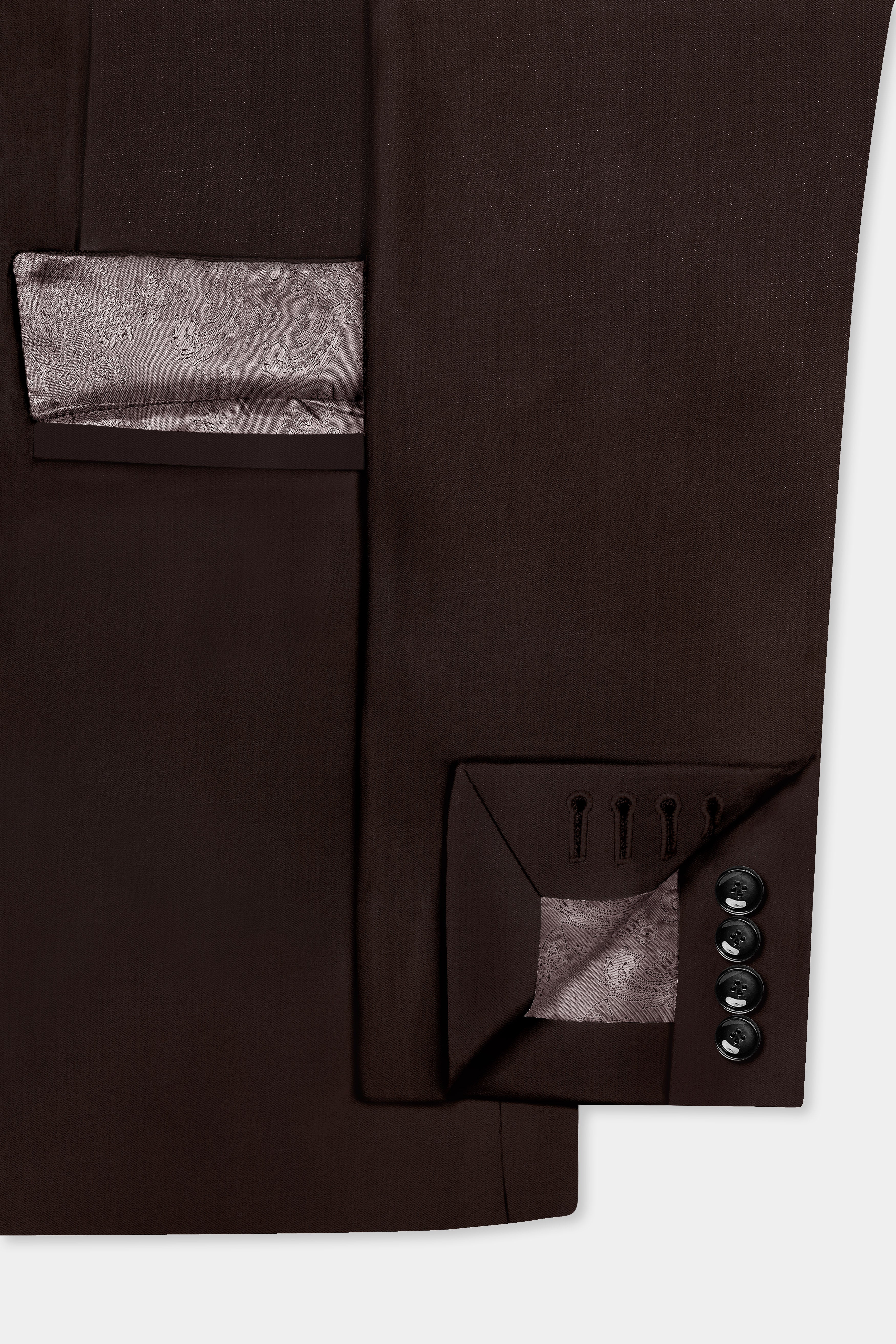 Espresso-Hickory Brown Solid Wool Rich Single Breasted Slight Stretch Suit