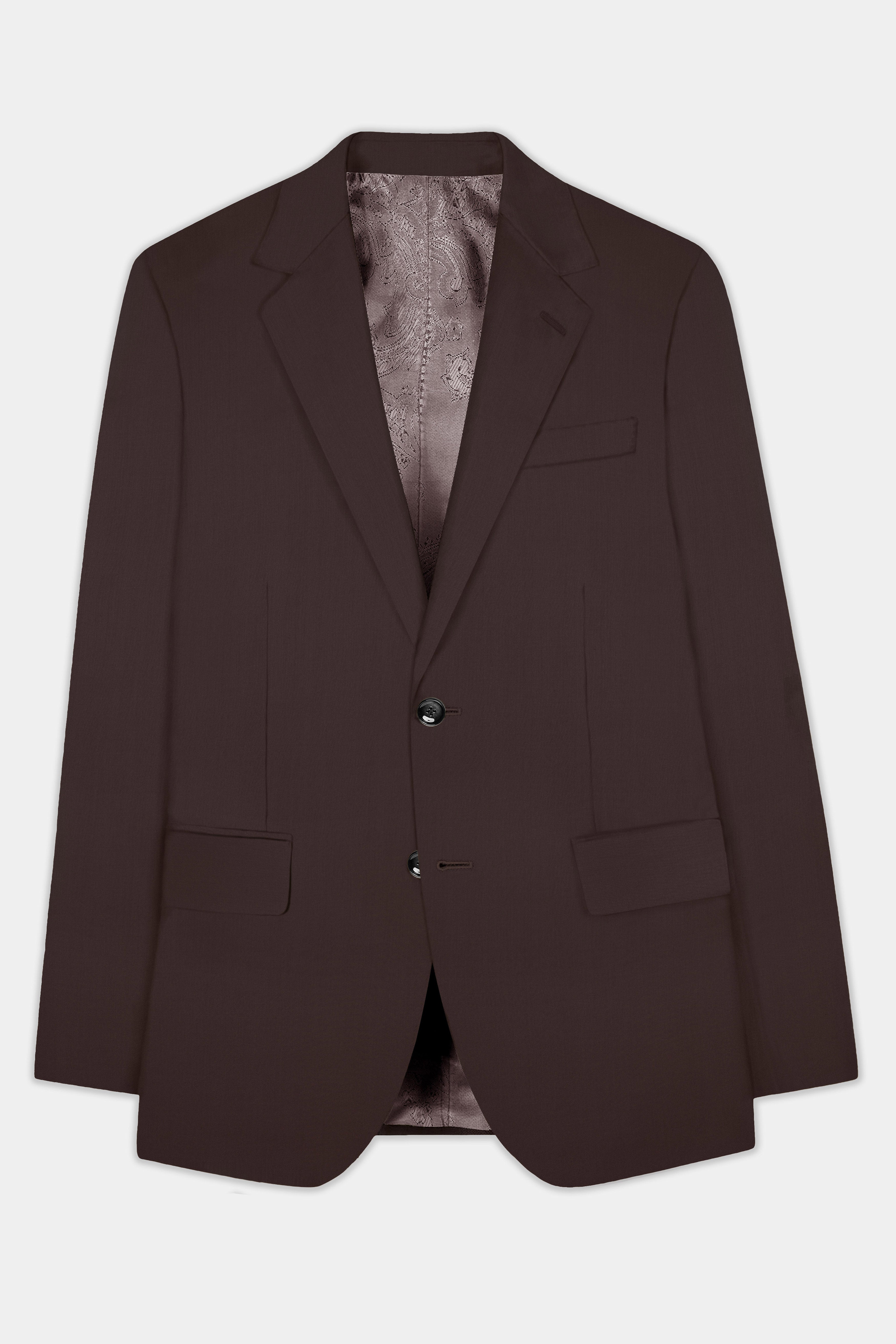 Espresso-Hickory Brown Solid Wool Rich Single Breasted Suit