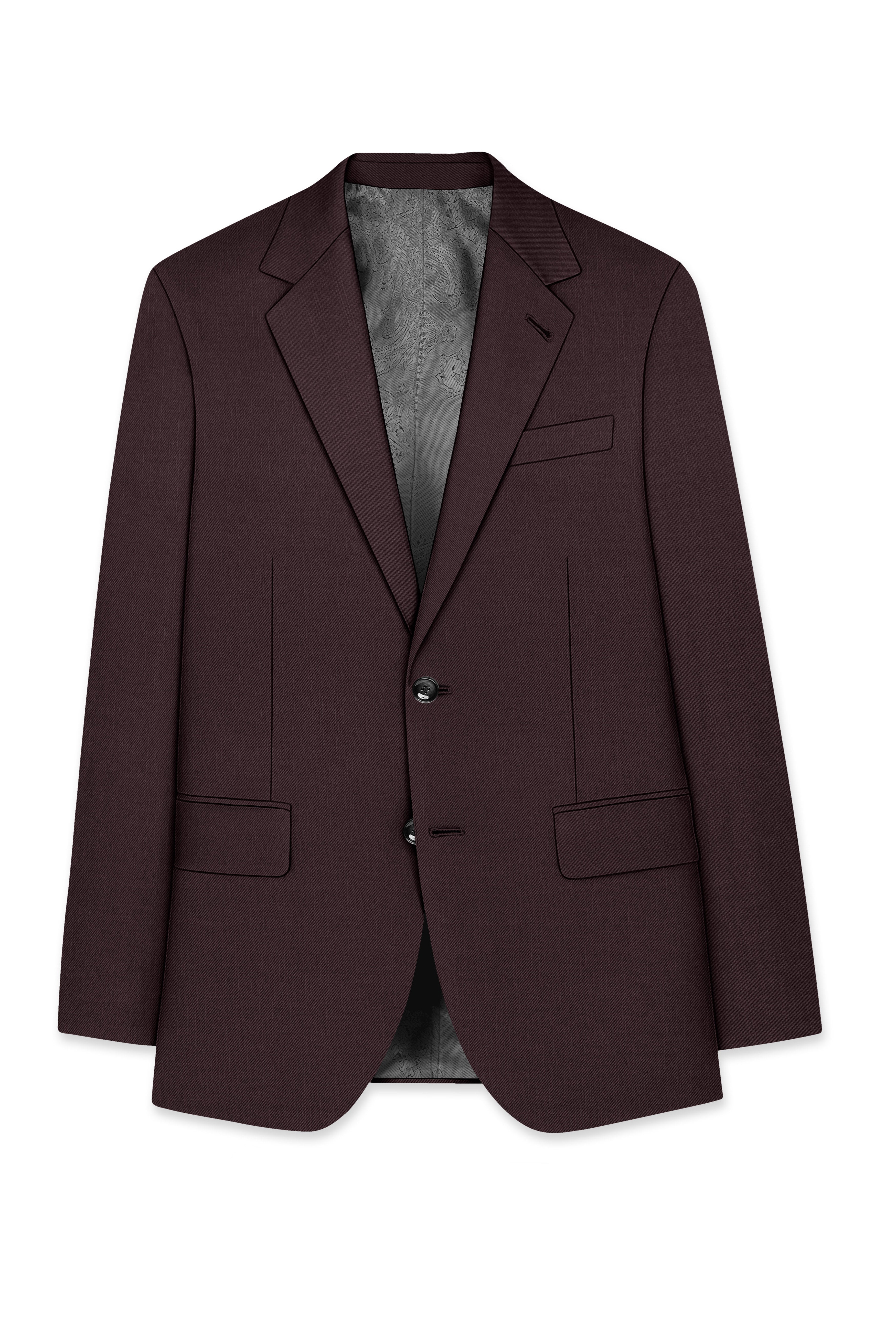 Espresso-Hickory Brown Solid Wool Rich Single Breasted Slight Stretch Suit
