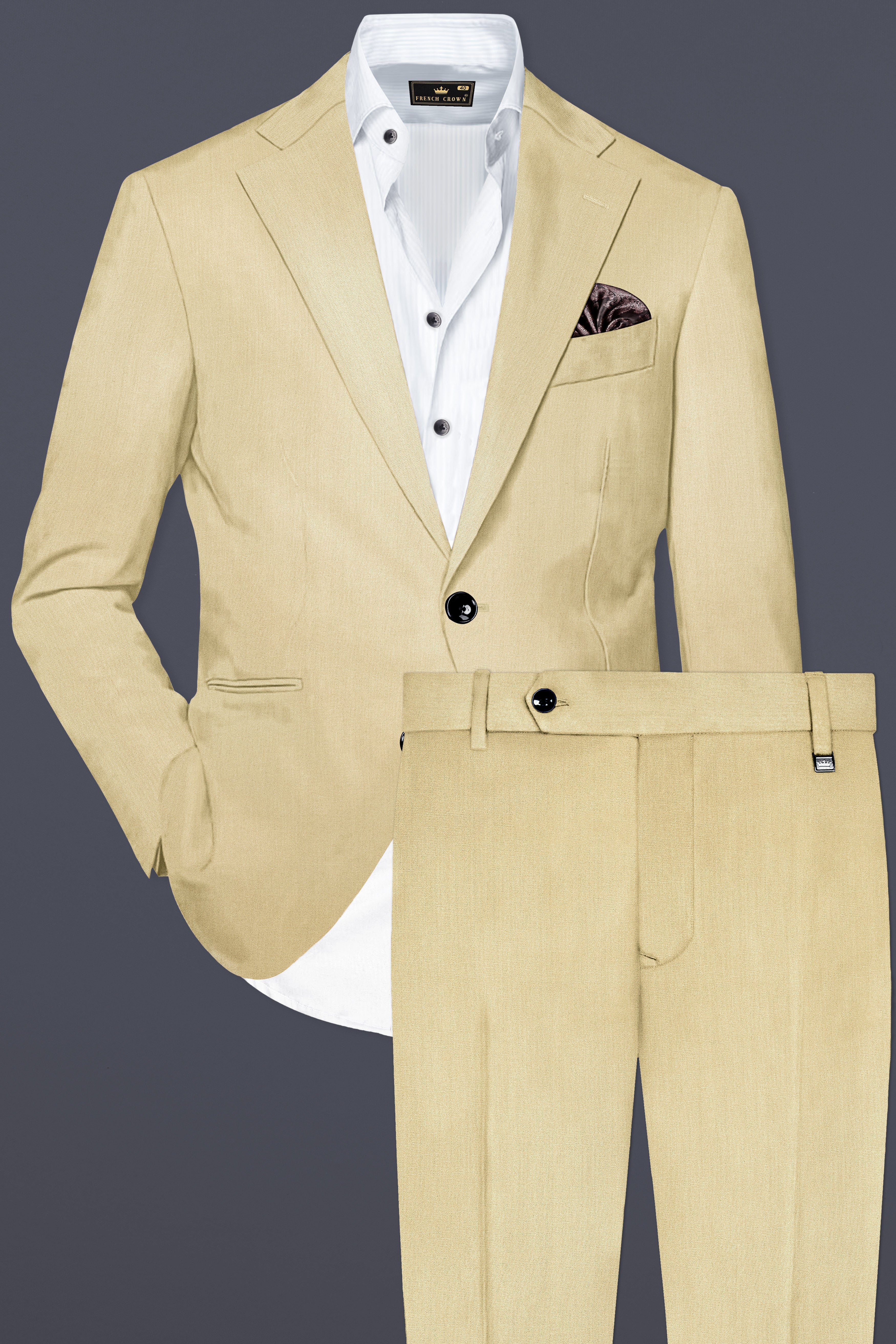 Ecru Classic-Pavlova Cream Solid Wool Rich Single Breasted Suit