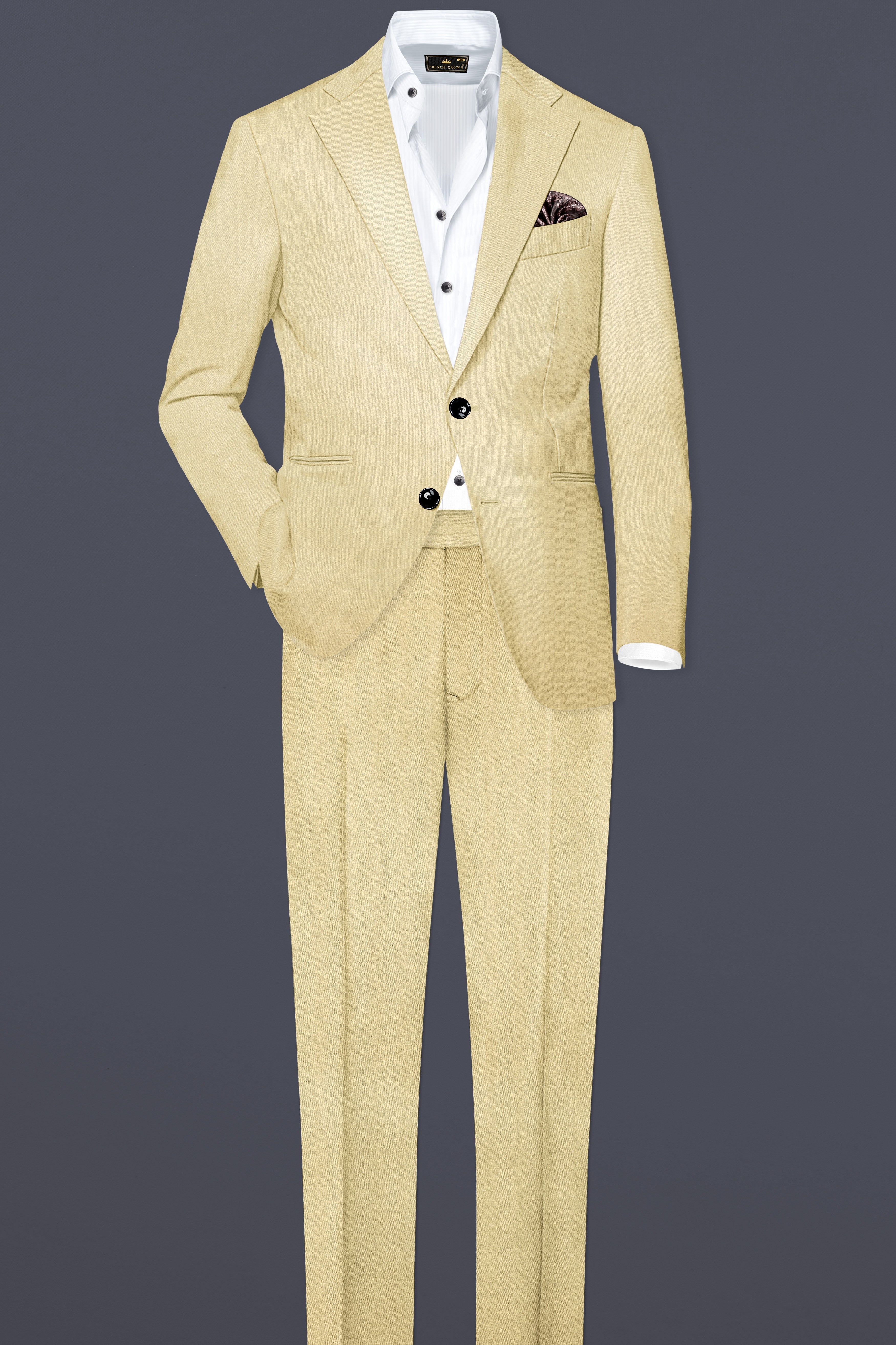 Ecru Classic-Pavlova Cream Solid Wool Rich Single Breasted Suit