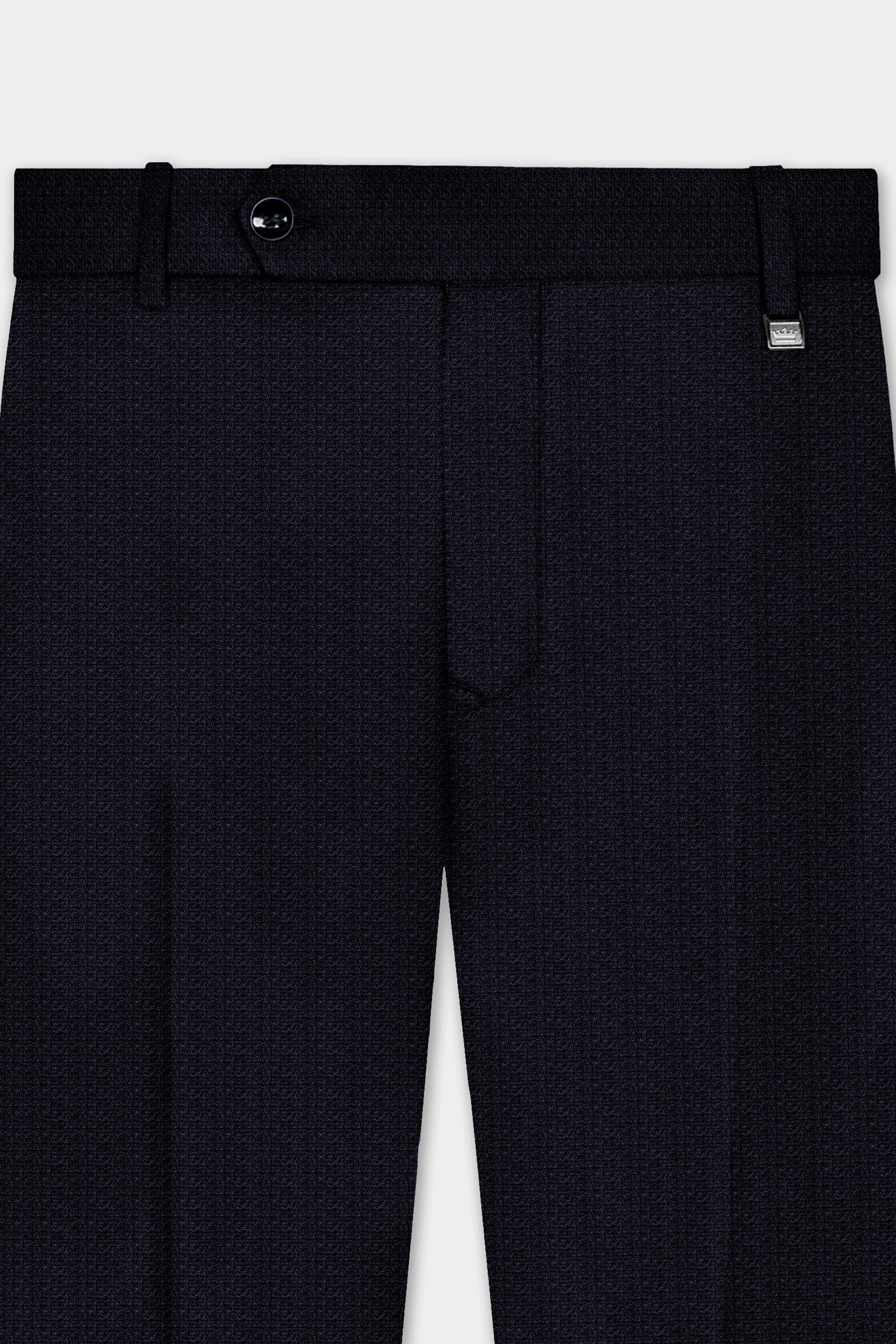 Indigo Prestige-French Navy Textured Wool Rich Bandhgala Suit