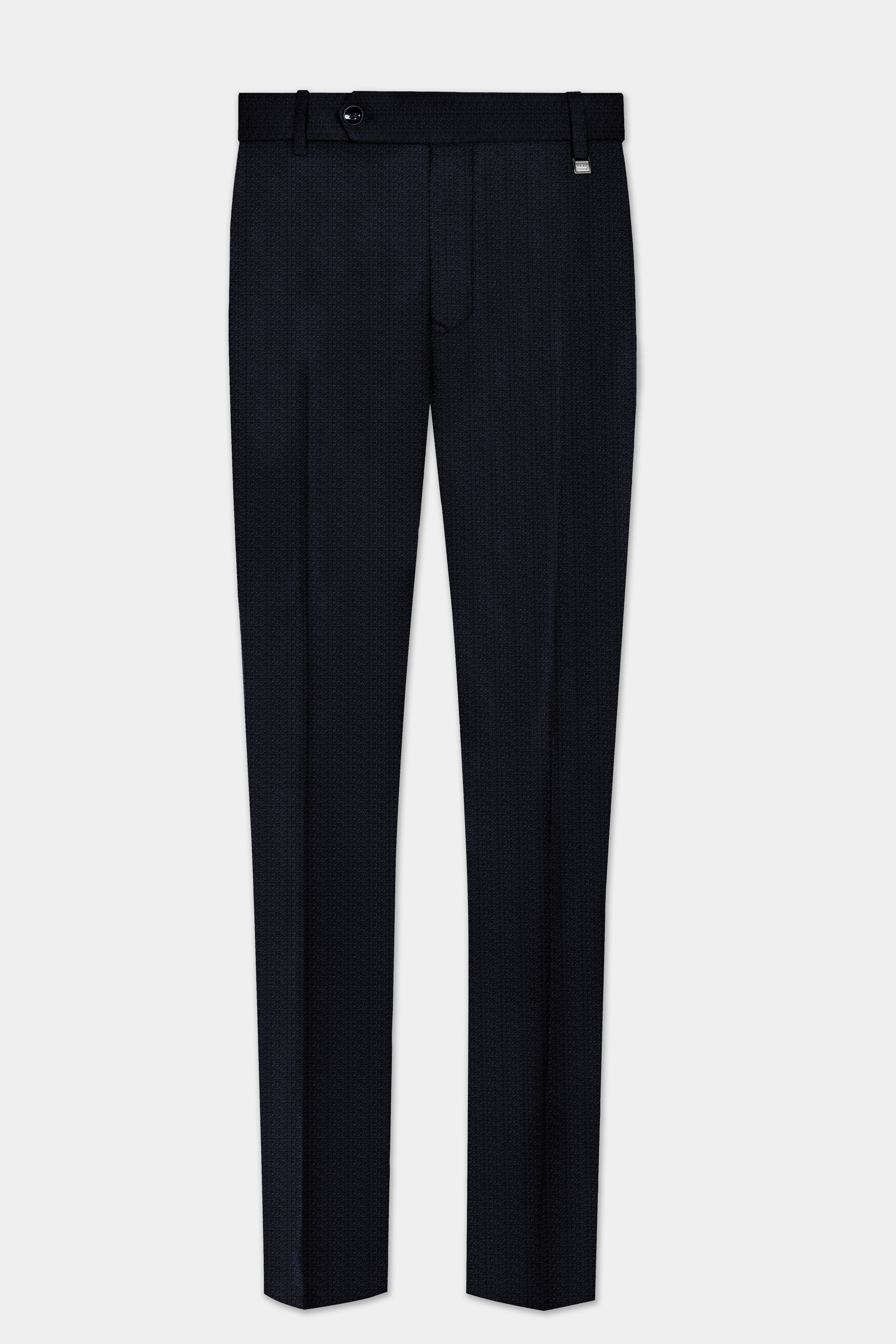 Indigo Prestige-French Navy Textured Wool Rich Bandhgala Suit