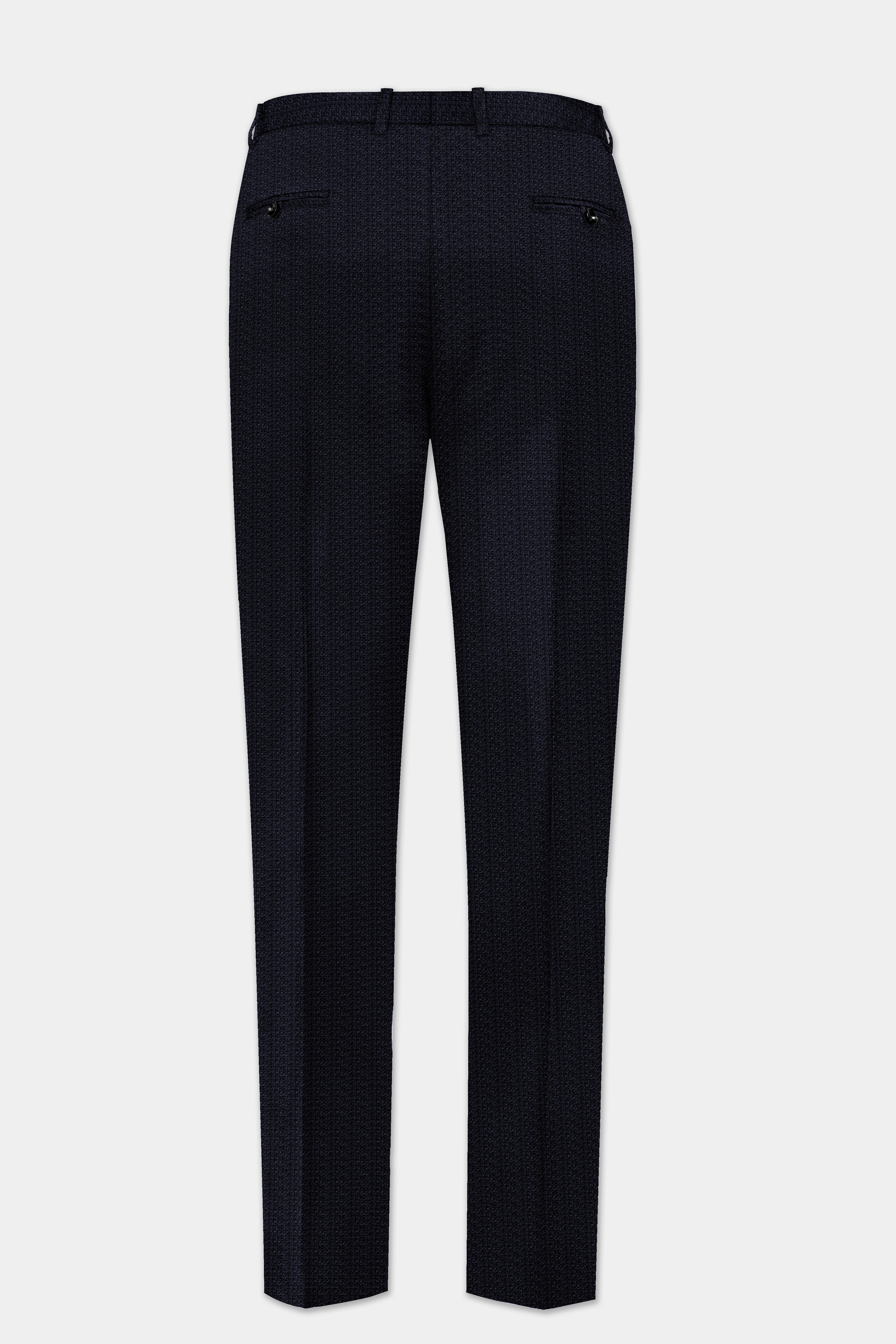 Indigo Prestige-French Navy Textured Wool Rich Bandhgala Suit