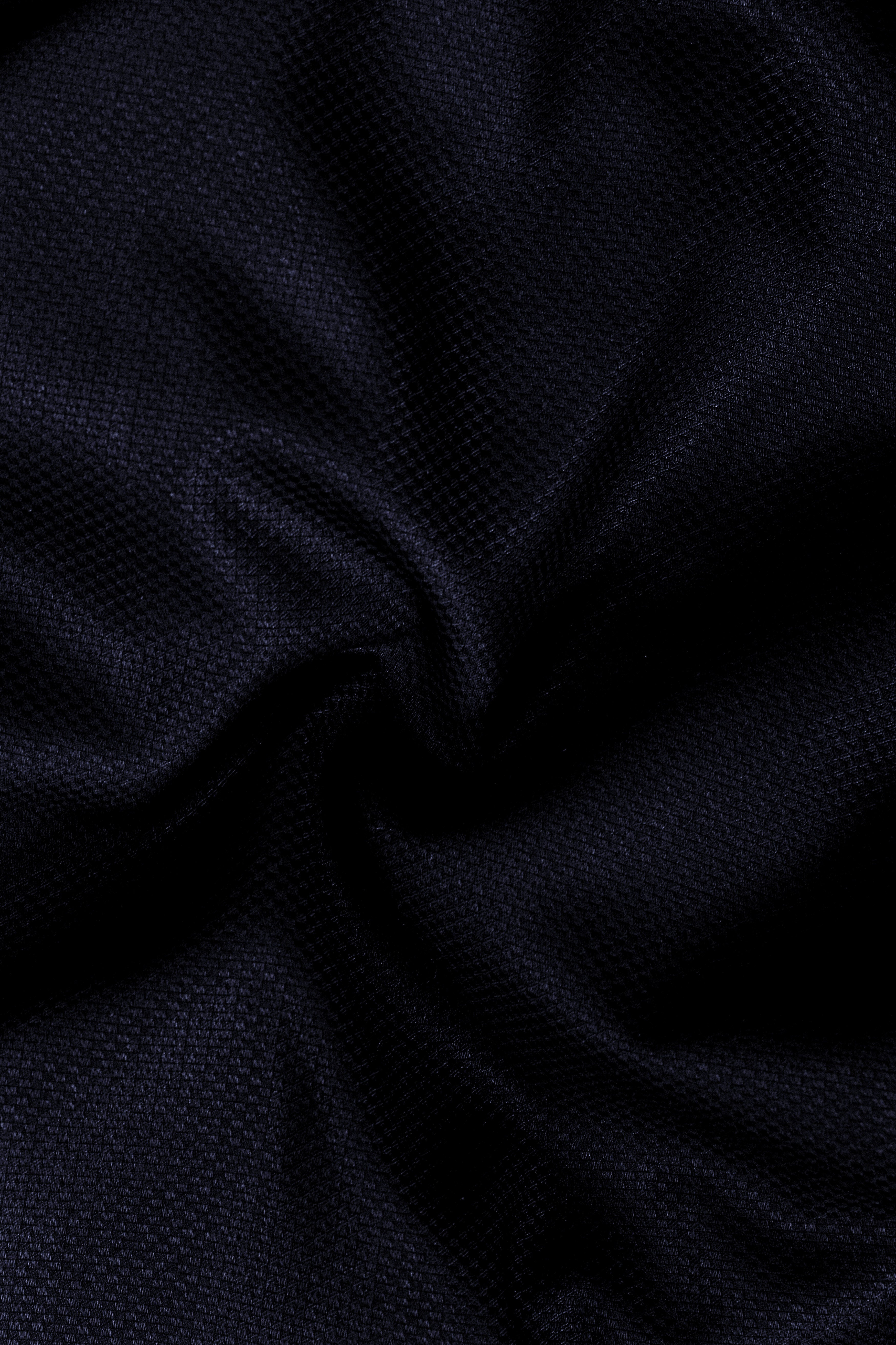 Indigo Prestige-French Navy Textured Wool Rich Bandhgala Suit