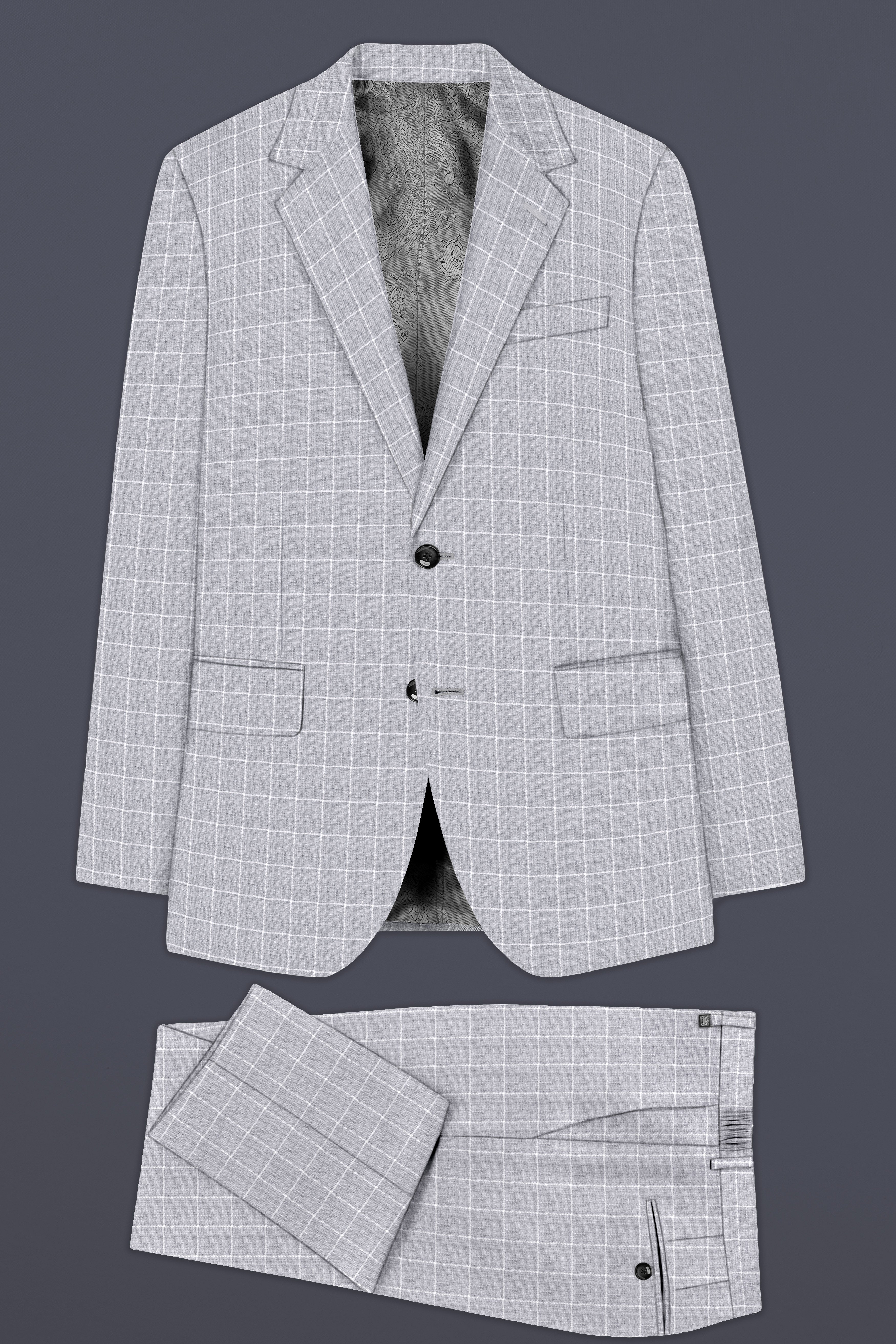 Heritage-Nobel Gray Plaid Wool Rich Single Breasted Suit