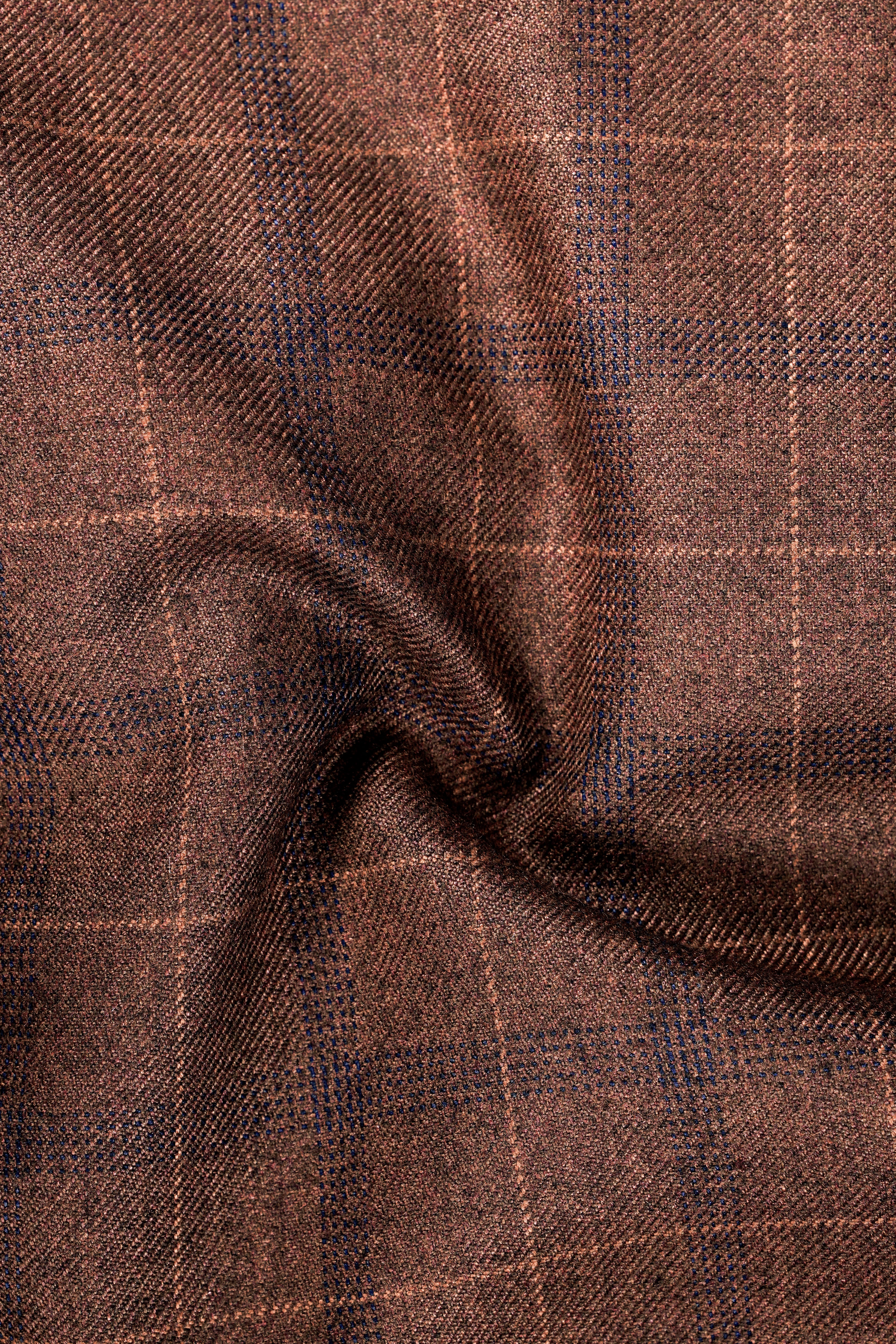 Cinnamon Spice-Spice Brown Plaid Wool Rich Double Breasted Suit