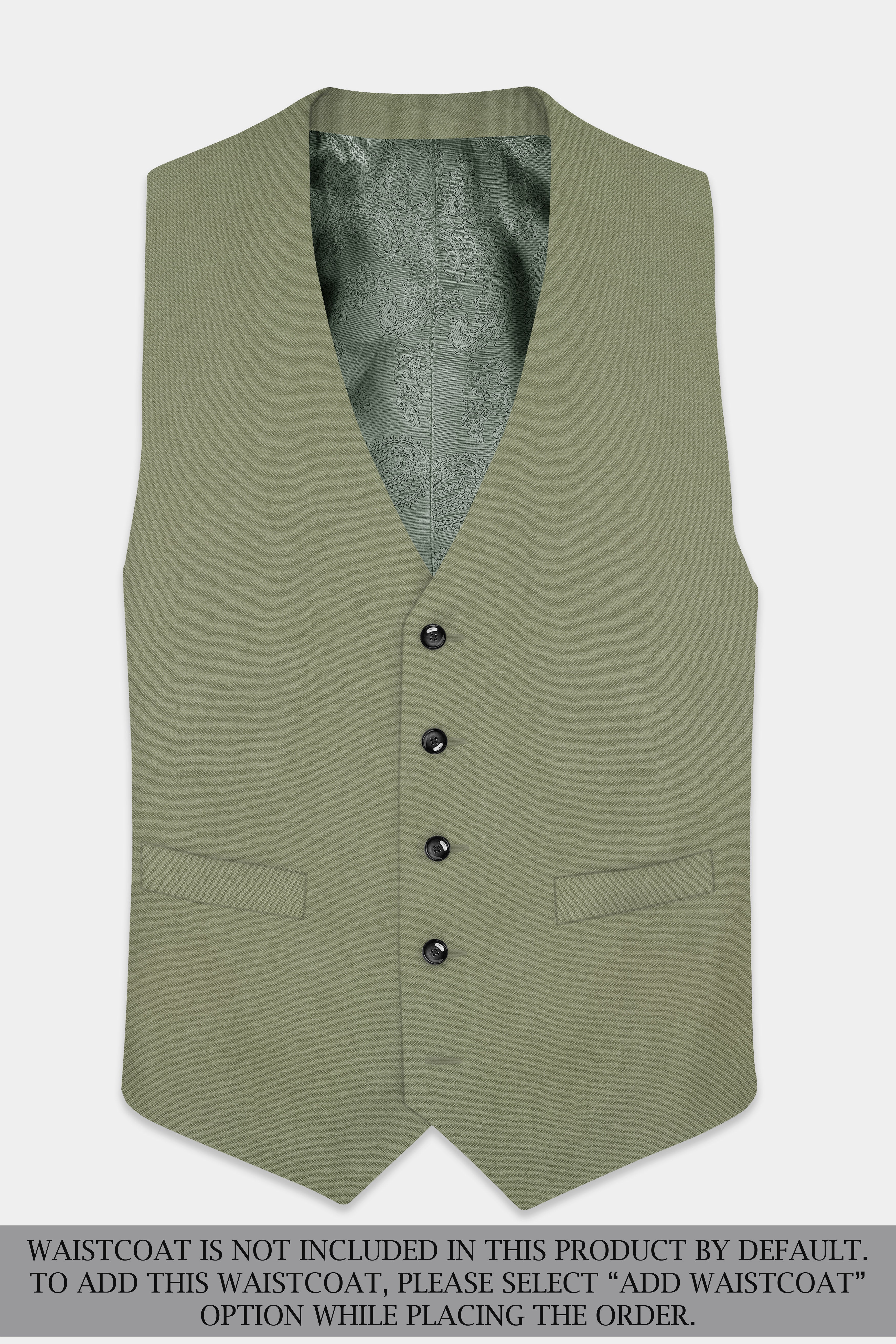 Georgette-Limed Ash Green Solid Cotton Single Breasted Suit